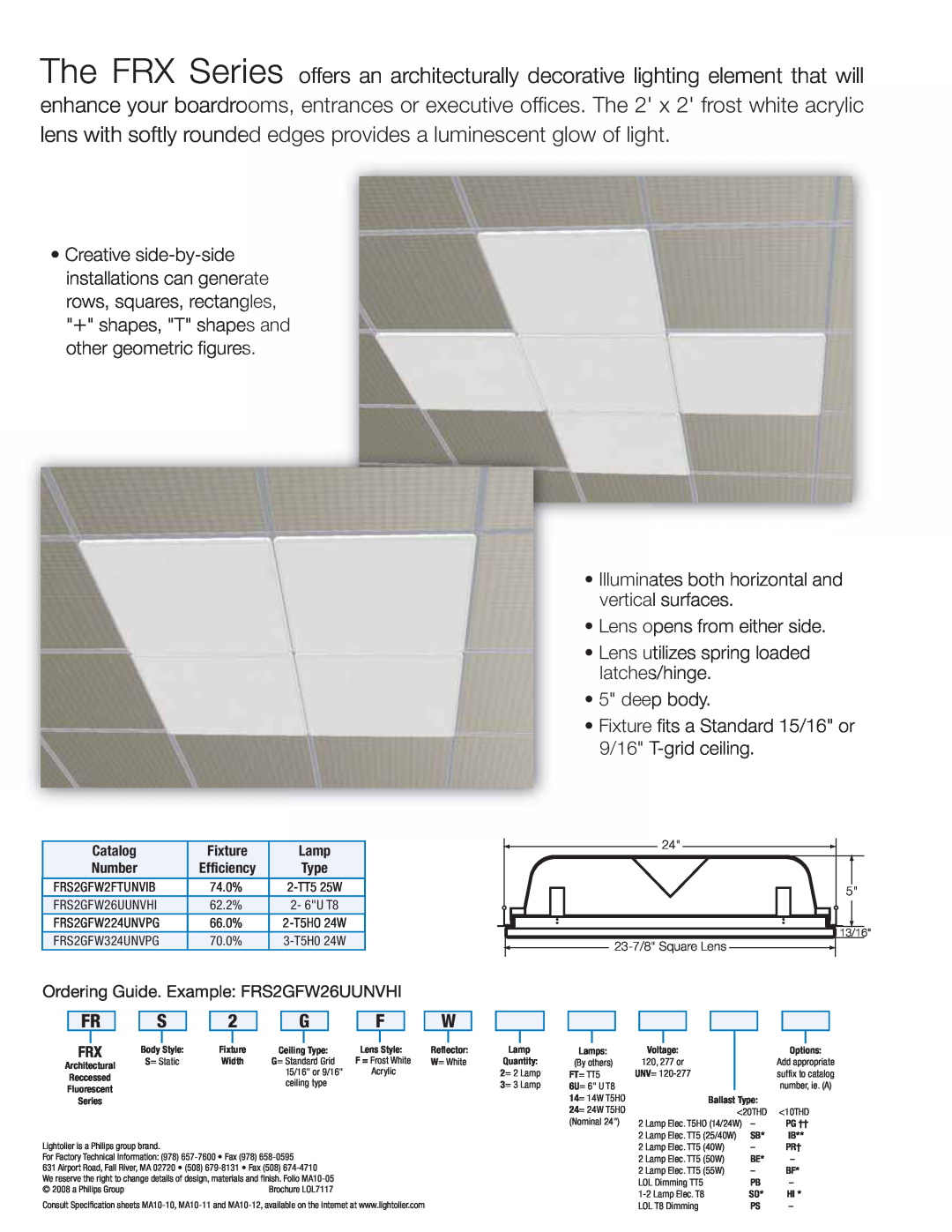 Lightolier FRX Series manual Illuminates both horizontal and vertical surfaces 