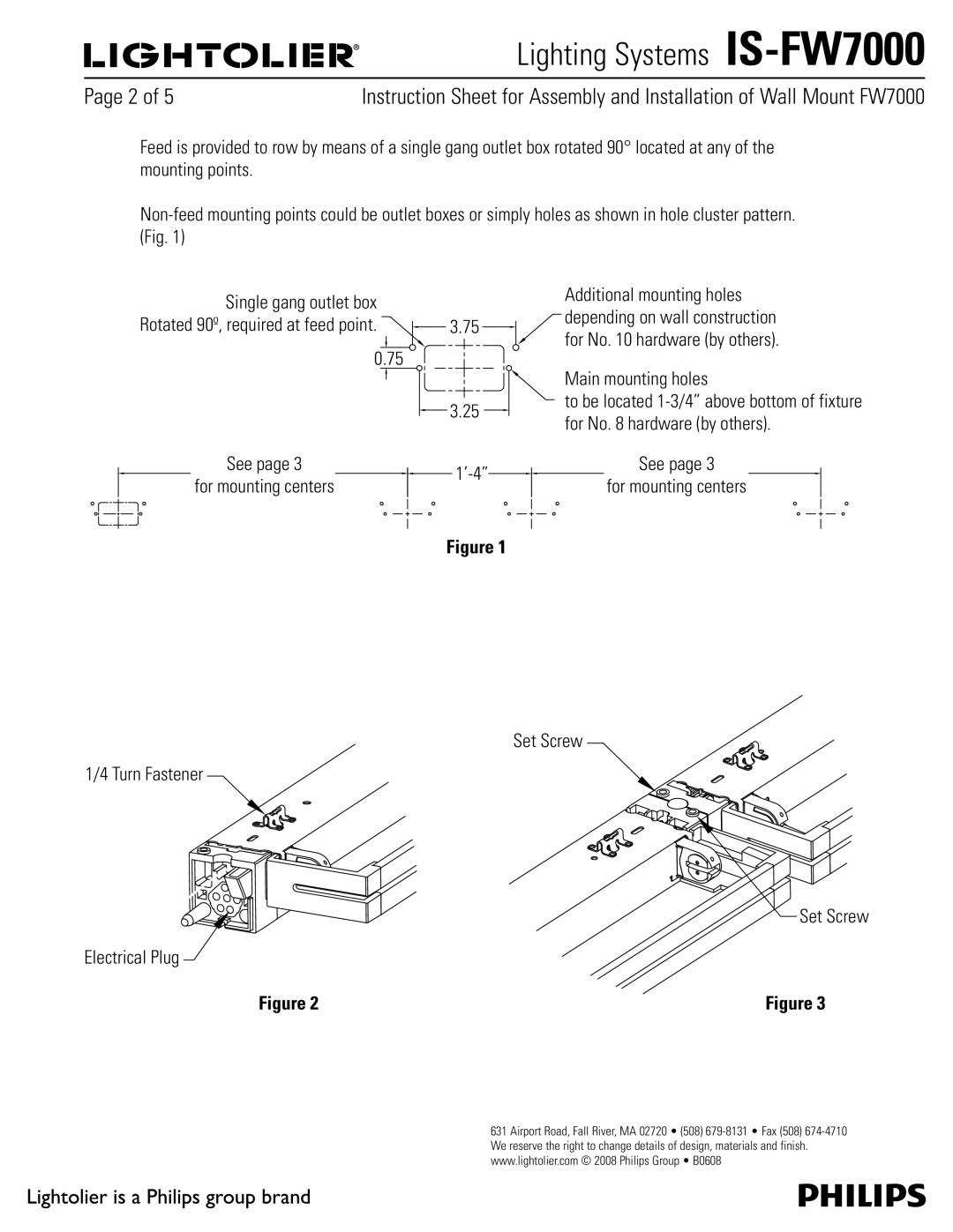 Lightolier FW7300, FW7400, FW7500, FW7200, FW7600, FW7100, FW7700 NpvoujohQpjout, Single gang outlet box, Electrical Plug 