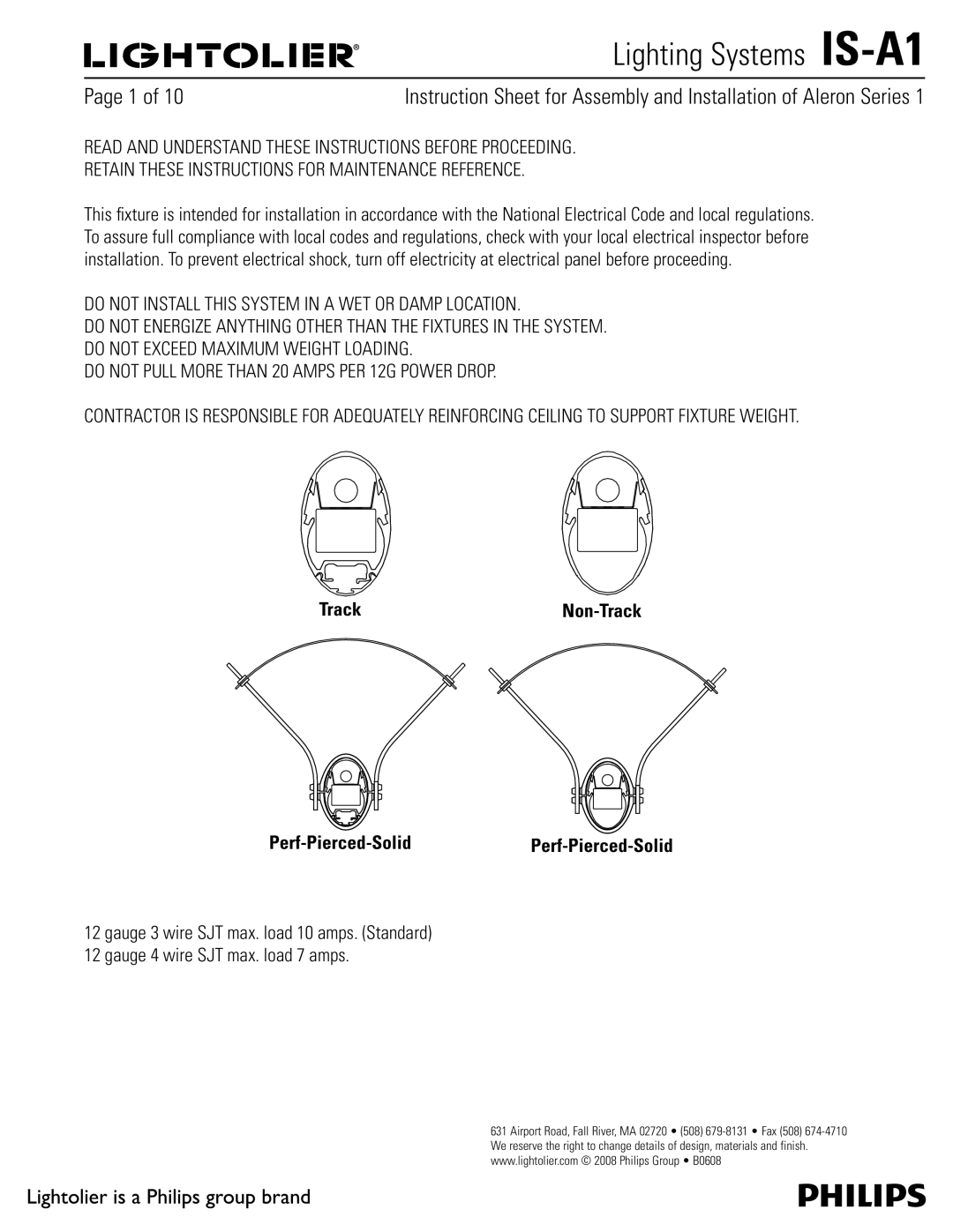 Lightolier IS-A1 manual 1BHFPG, Retain These Instructions for Maintenance Reference, Track 