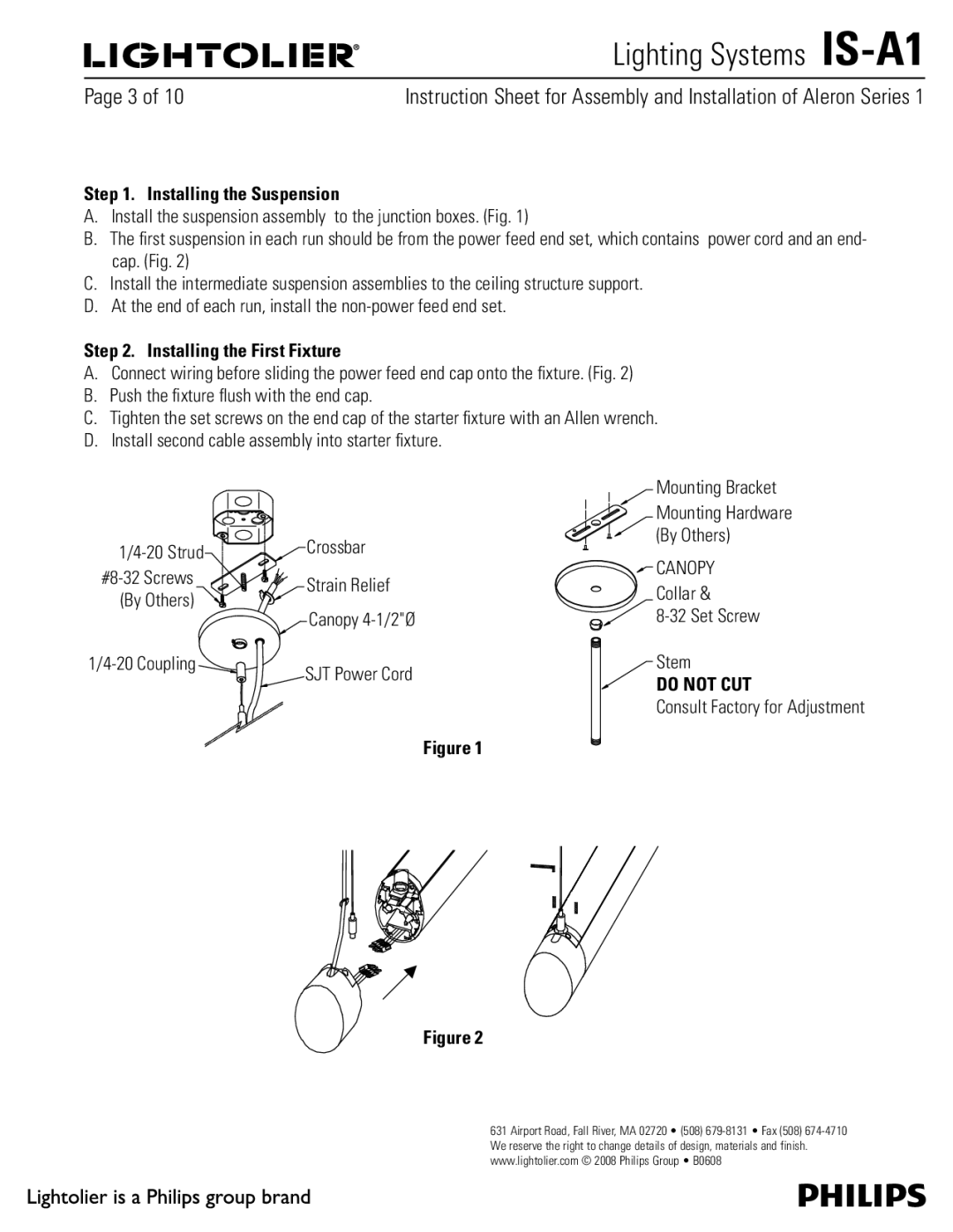 Lightolier IS-A1 manual 1BHFPG, Installing the Suspension, UifFoePgFbdiSvoJotubmmUifOpoQpxfsGffeFoeTfu 