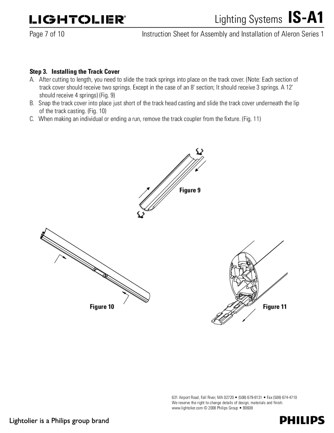 Lightolier IS-A1 manual 1BHFPG, Installing the Track Cover 