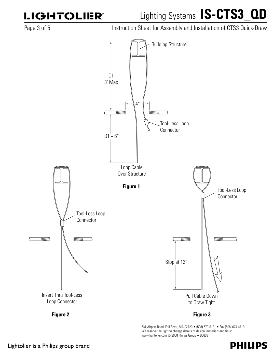 Lightolier IS-CTS3_QD manual Stop at, Tool-Less Loop Connector, Pull Cable Down, To Draw Tight 