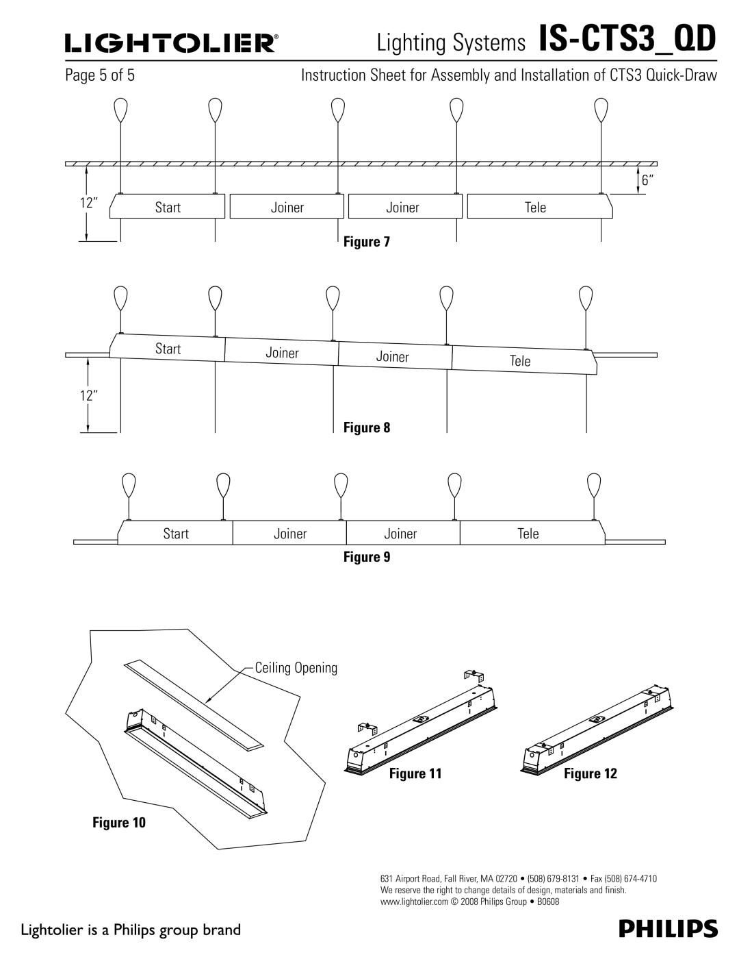 Lightolier IS-CTS3_QD manual Start Joiner, Ceiling Opening 