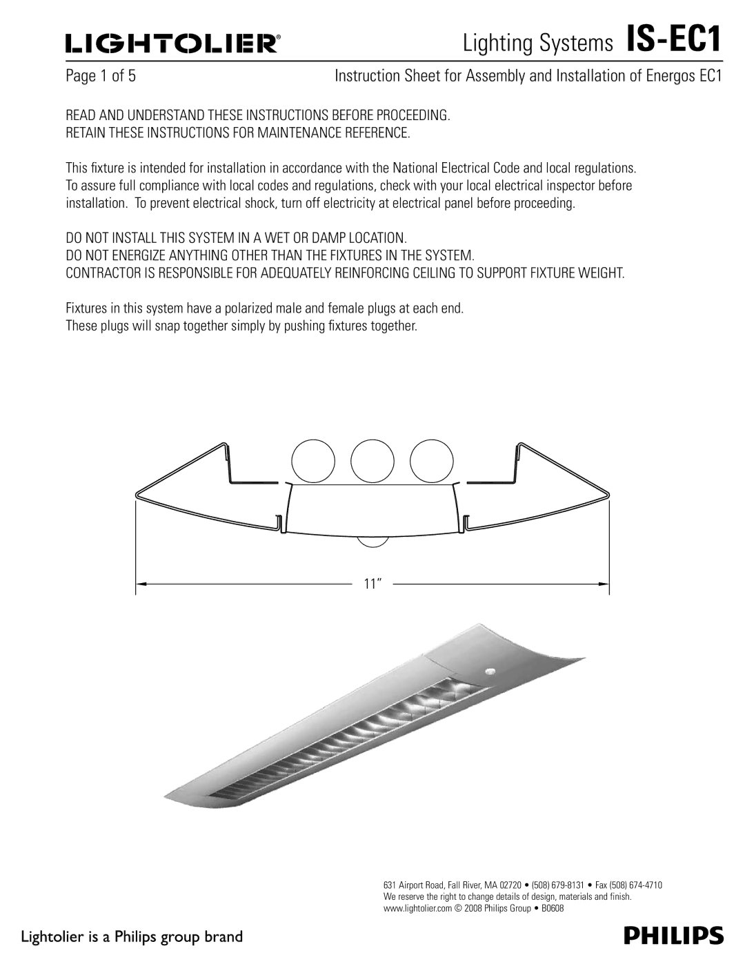 Lightolier manual Lighting Systems IS-EC1, 1BHFPG 