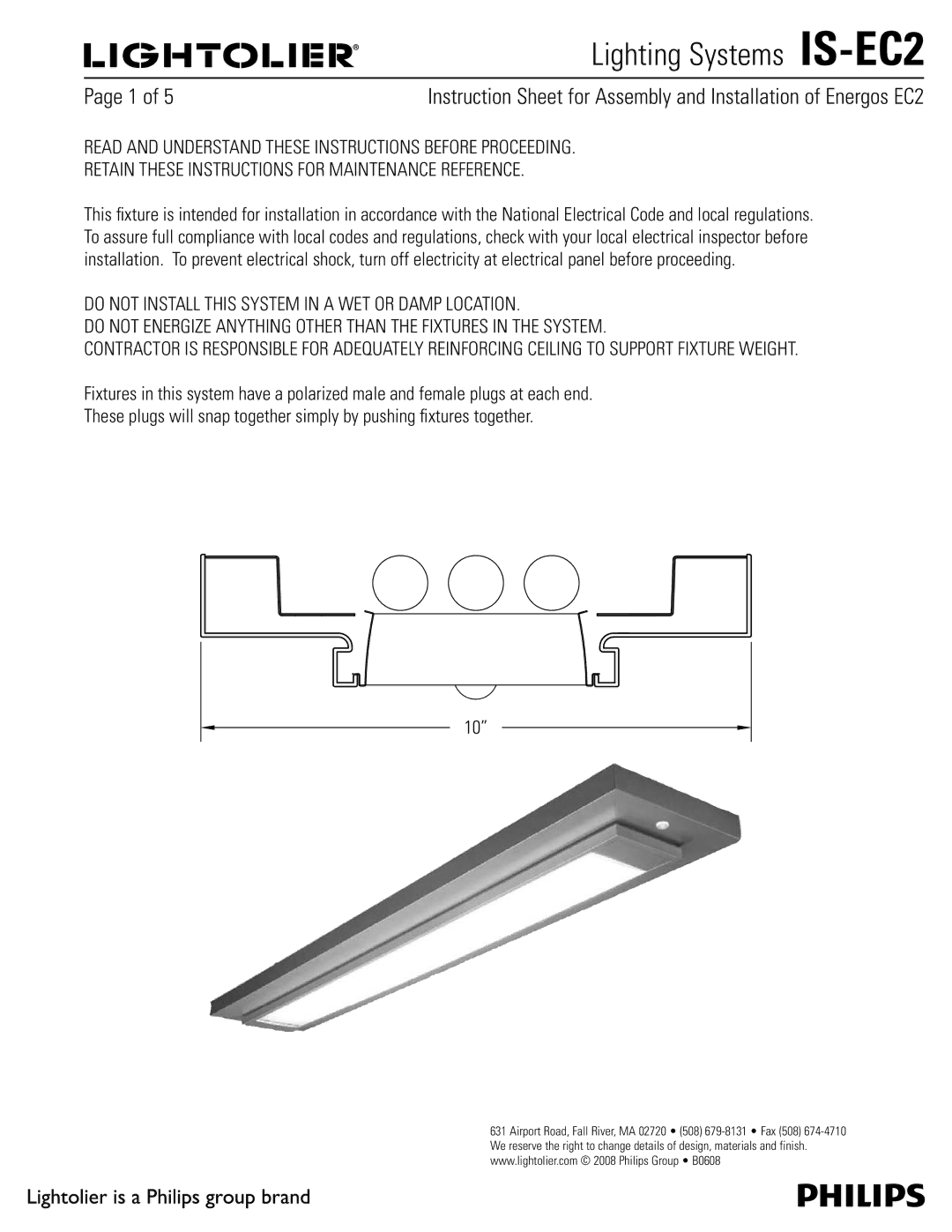 Lightolier manual Lighting Systems IS-EC2, 1BHFPG 