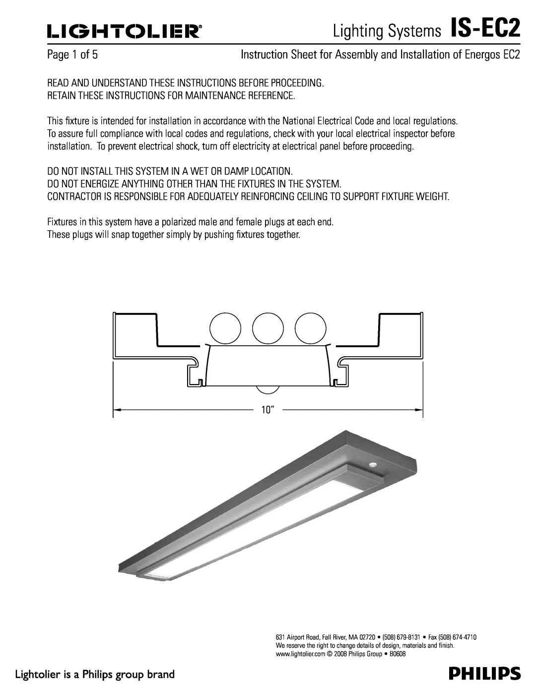 Lightolier manual Lighting Systems IS-EC2, 1BHFPG 