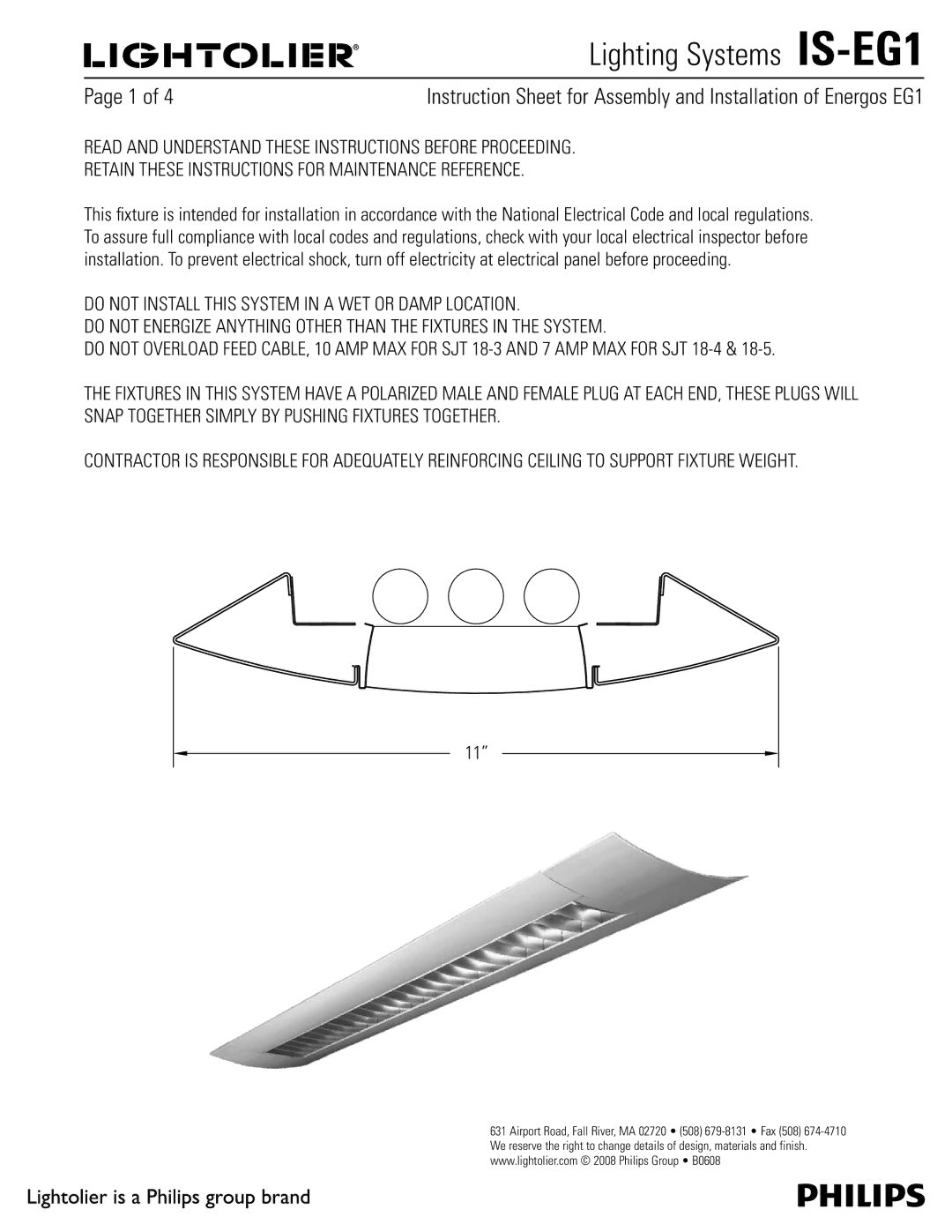 Lightolier manual Lighting Systems IS-EG1, 1BHFPG 