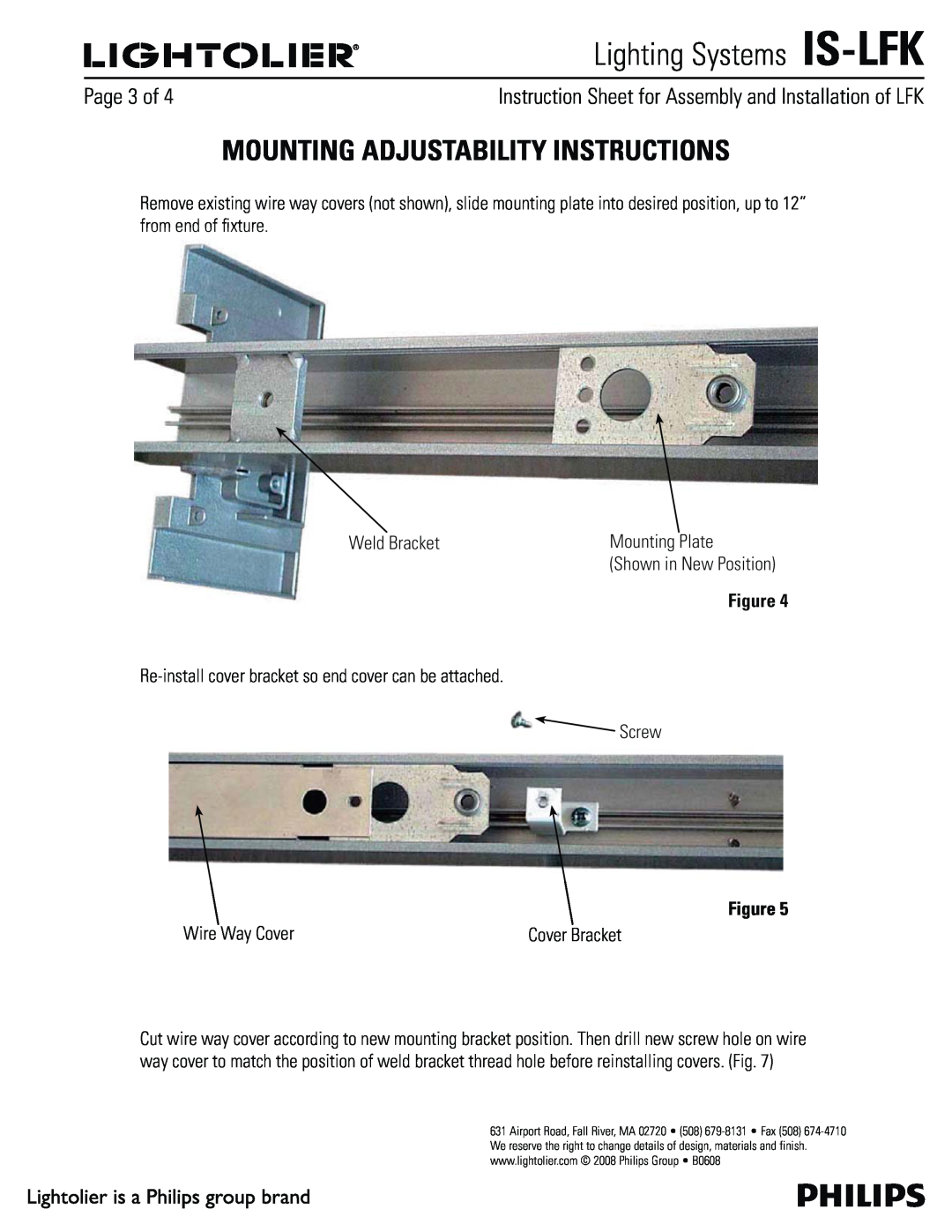 Lightolier manual Lighting Systems IS-LFK, Mounting Adjustability Instructions, 1BHFPG, Screw, 8JSF8BZ$PWFS 