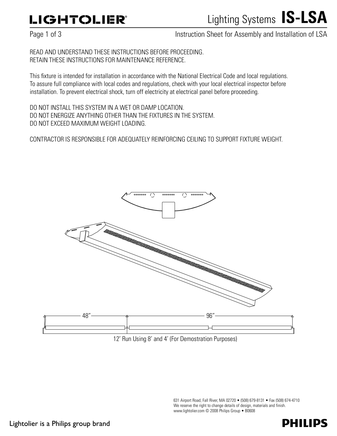 Lightolier IS-LSA manual 1BHF PG , /05*/45--5*4445&.*/8&503%.1-0$5*0/ 