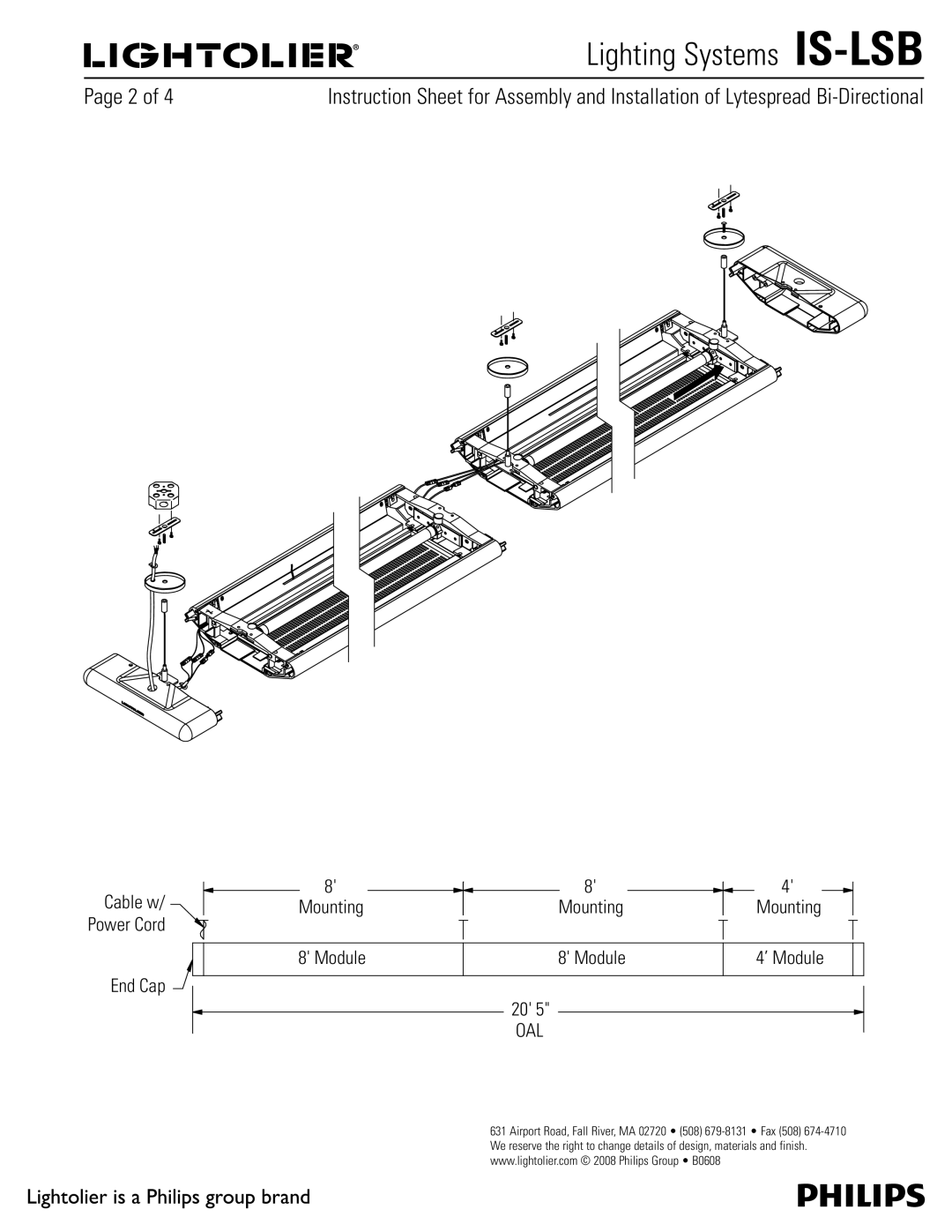 Lightolier IS-LSB manual End Cap, Mounting Module ’ Module 