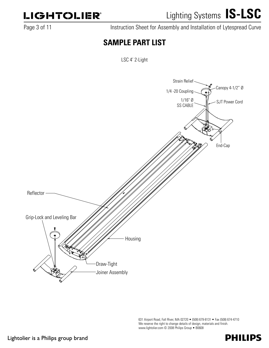 Lightolier IS-LSC manual Sample Part List, $-Jhiu 