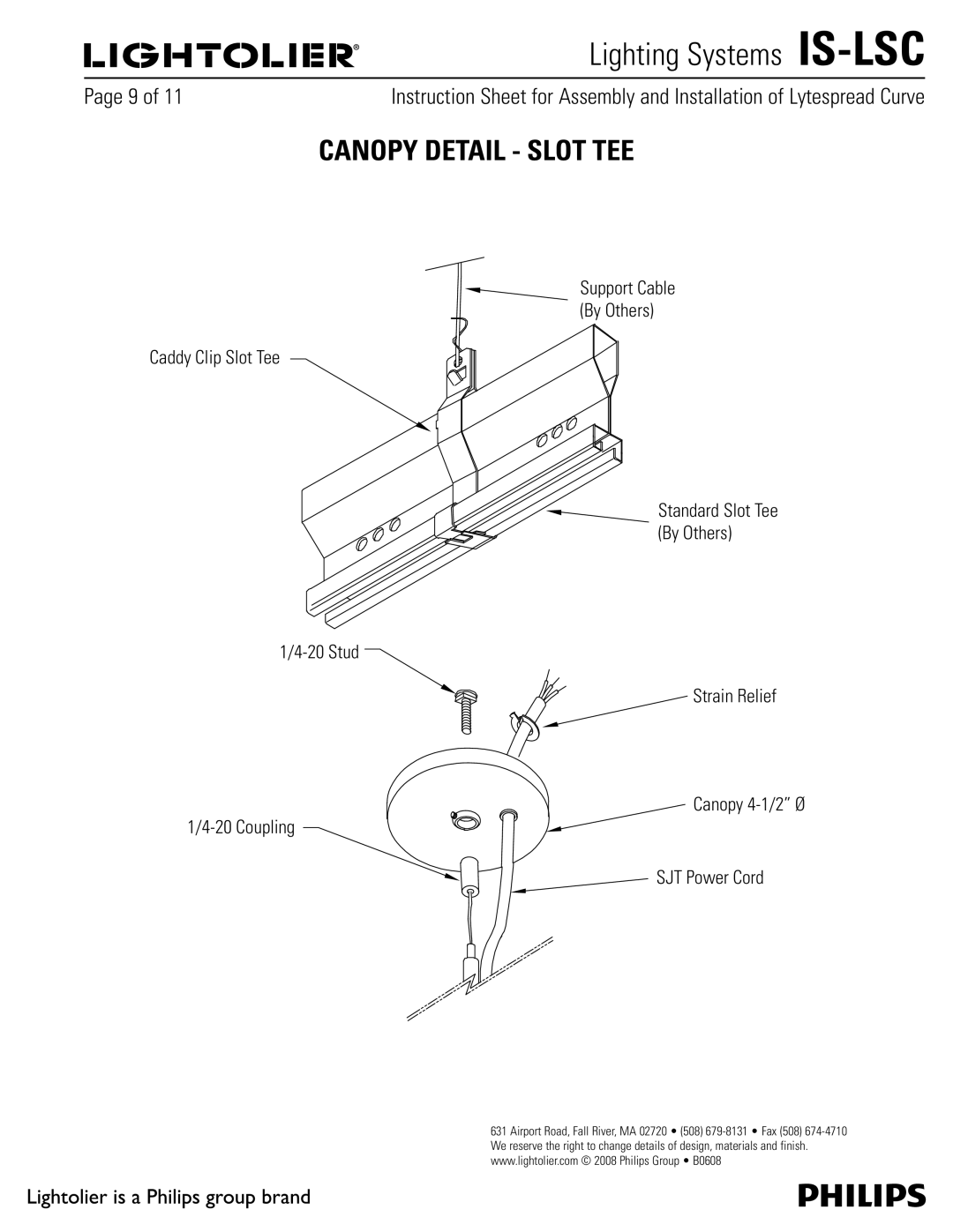 Lightolier IS-LSC manual Canopy Detail Slot TEE 