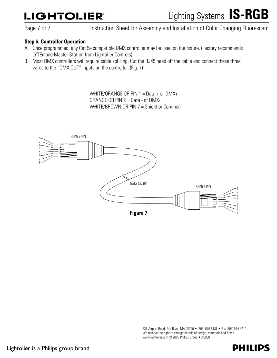 Lightolier IS-RGB manual Controller Operation, NPEF.BTUFS4UBUJPOGSPN-JHIUPMJFS$POUSPMT 