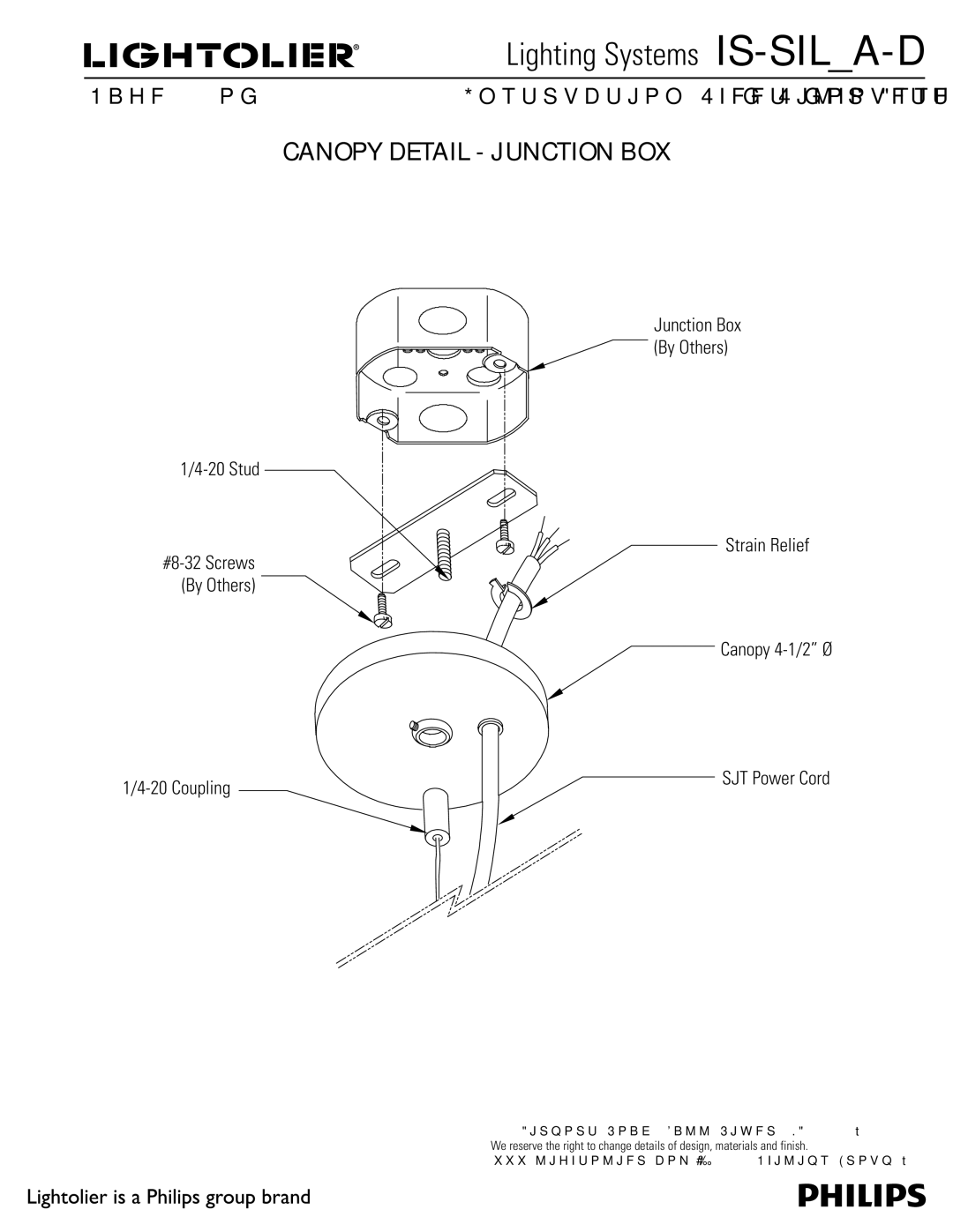 Lightolier IS-SIL_A-D manual Canopy Detail Junction BOX 