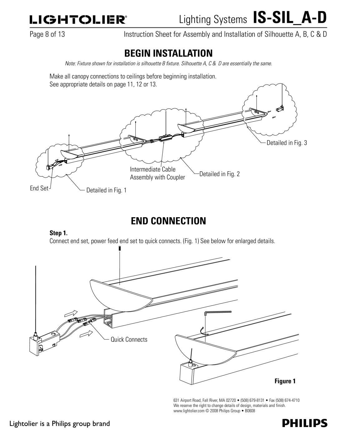 Lightolier IS-SIL_A-D manual Begin Installation, END Connection 