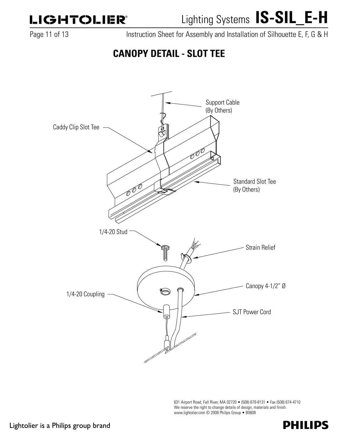Lightolier IS-SIL_E-H manual Canopy Detail Slot TEE 