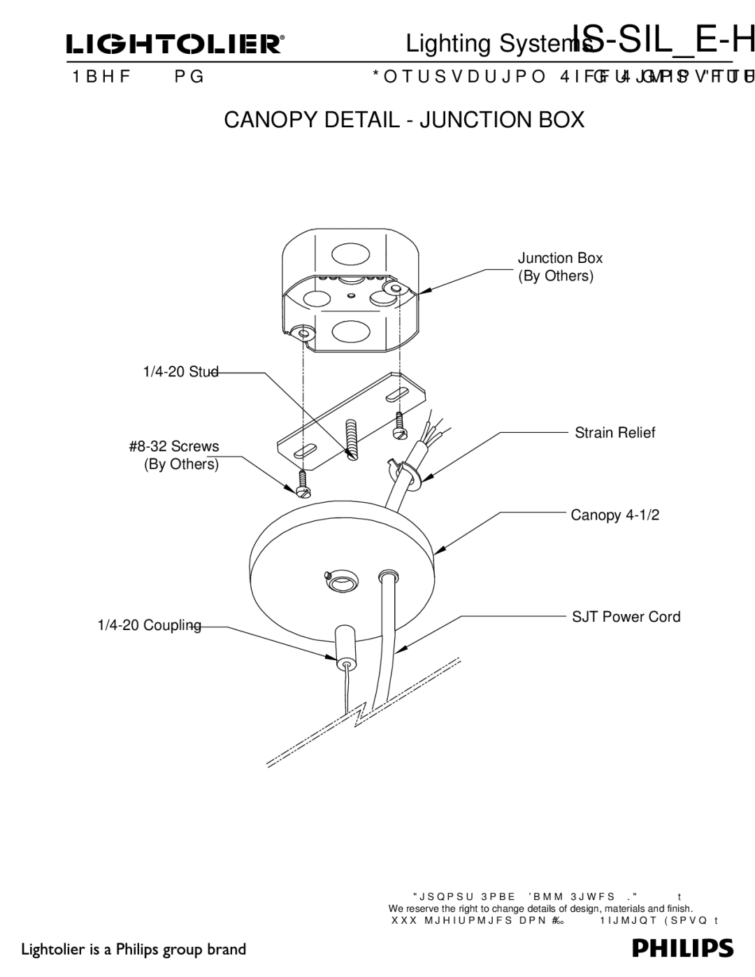 Lightolier IS-SIL_E-H manual Canopy Detail Junction BOX 