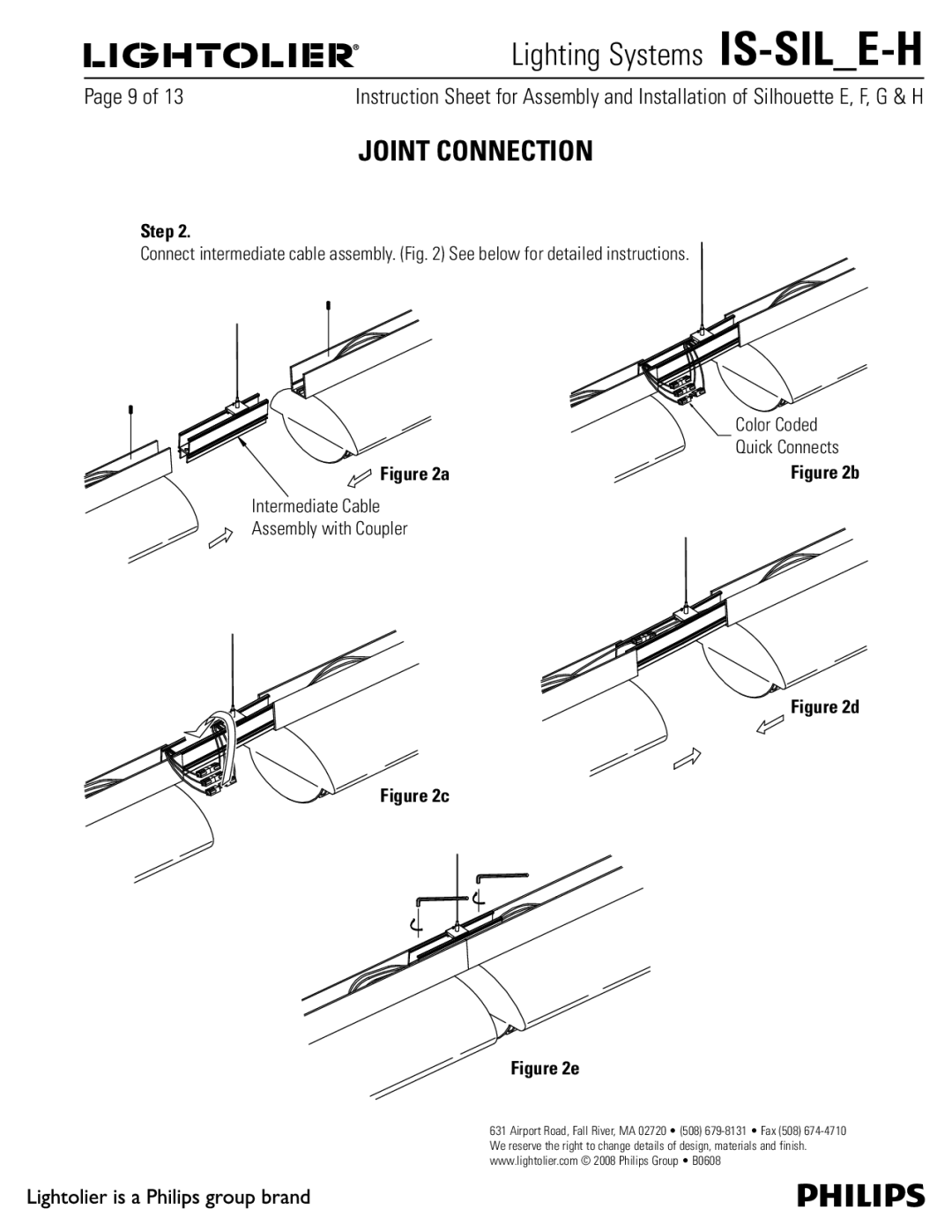 Lightolier IS-SIL_E-H manual Joint Connection, Intermediate Cable Assembly with Coupler 