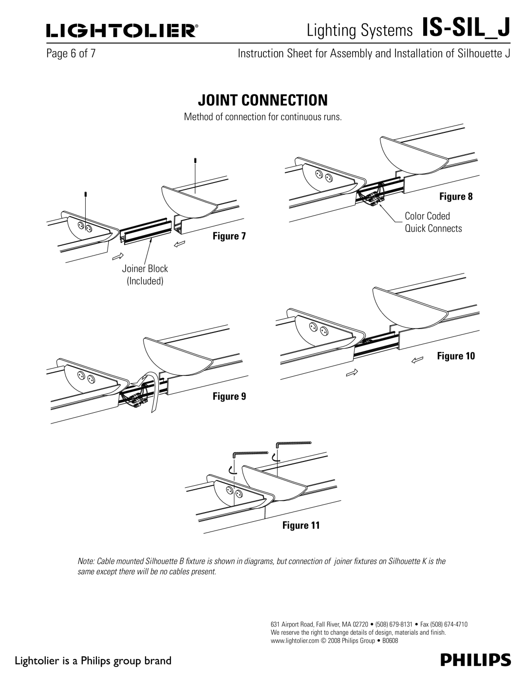 Lightolier IS-SIL_J manual Joint Connection, 1BHFPG, FuipePgDpoofdujpoGpsDpoujovpvtSvot 