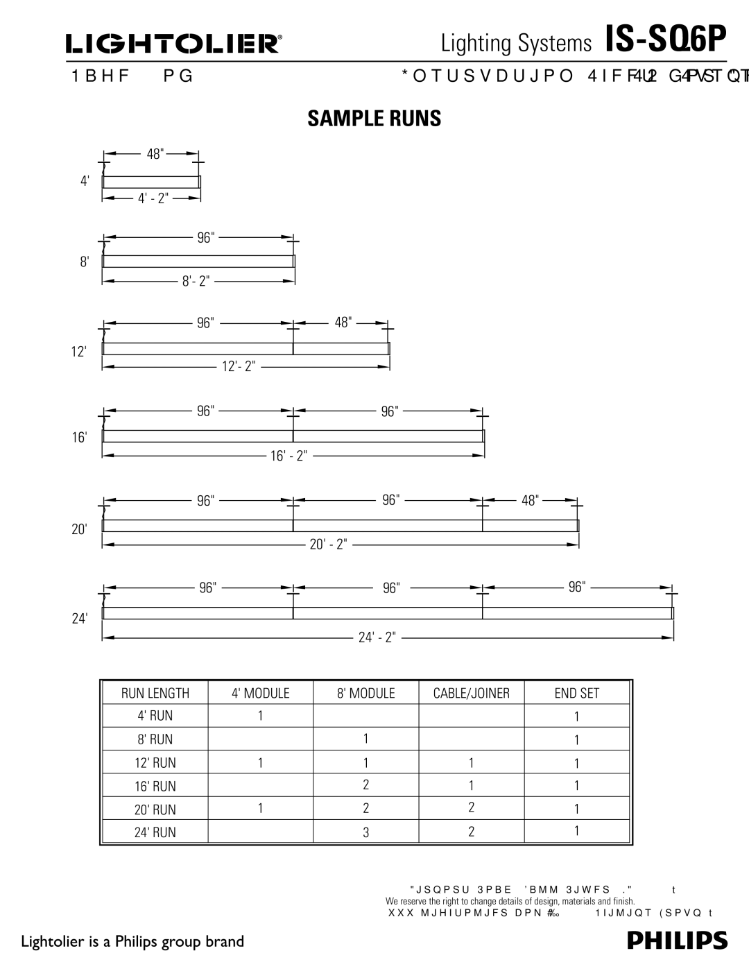 Lightolier IS-SQ6P manual Sample Runs, 1BHFPG 