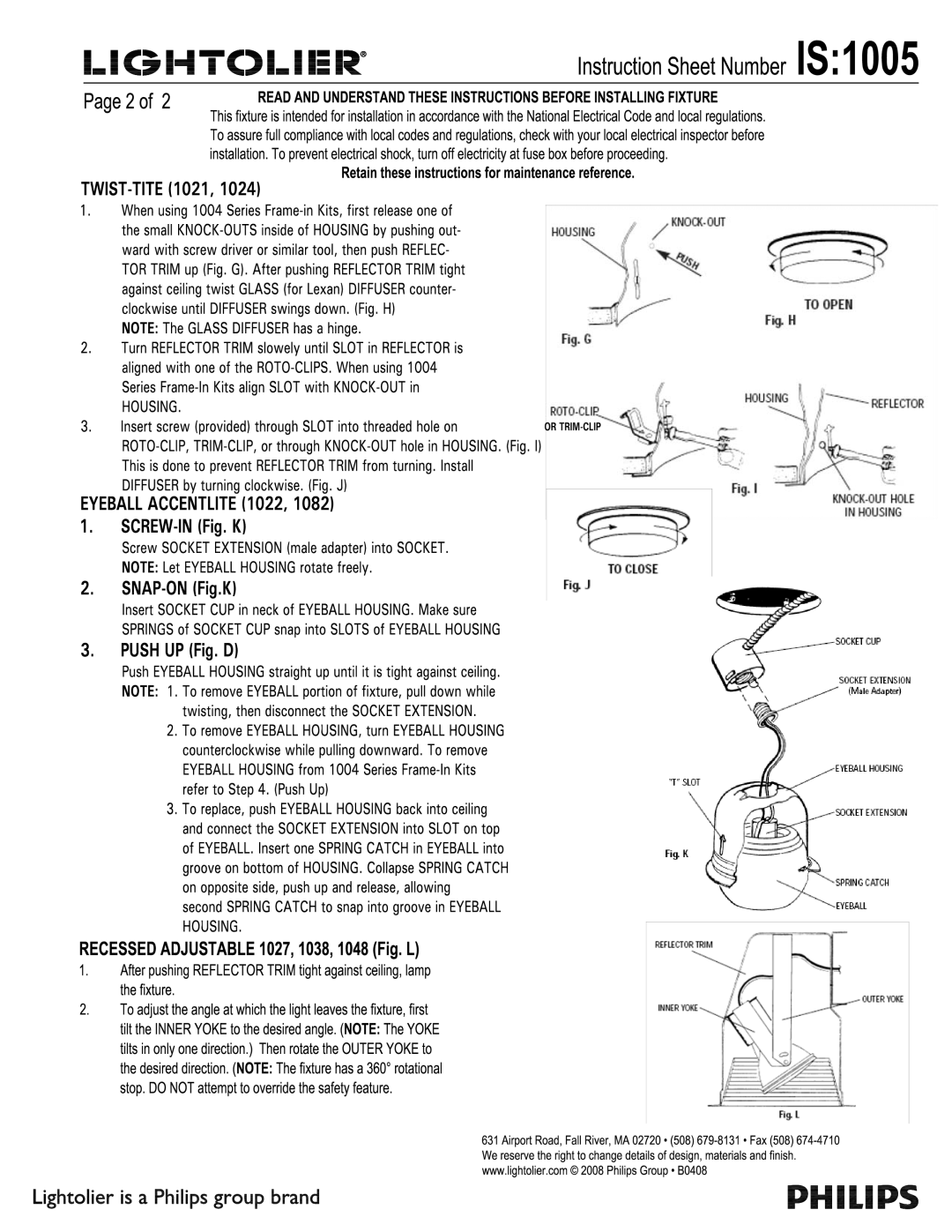 Lightolier IS:1005, 1000 SERIES manual 