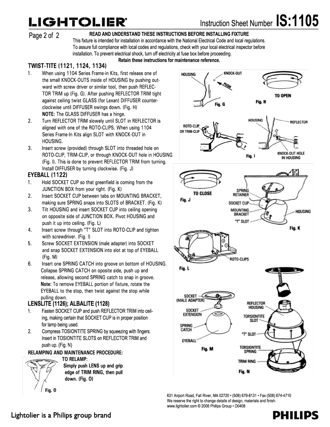 Lightolier IS:1105 manual 