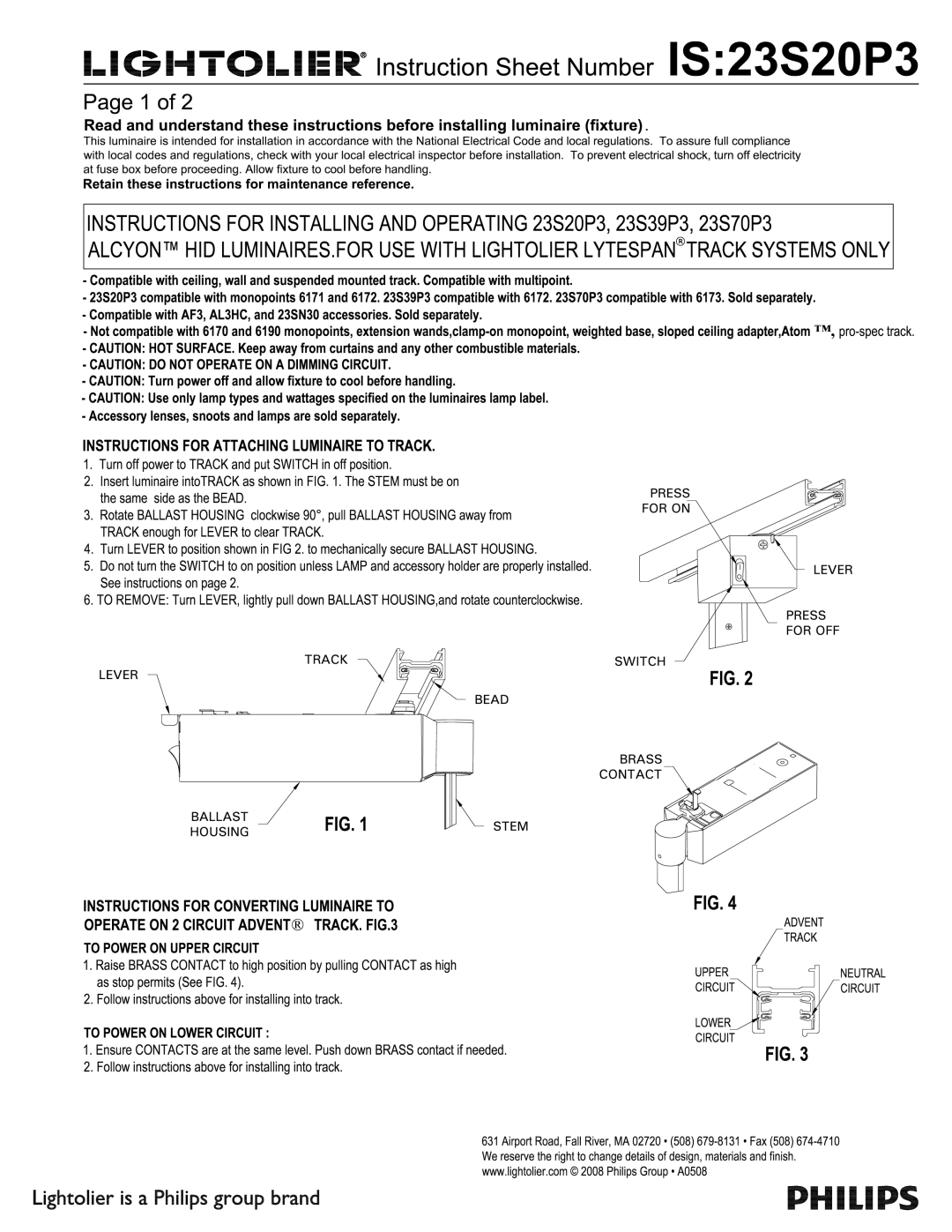 Lightolier IS:23S20P3 manual 