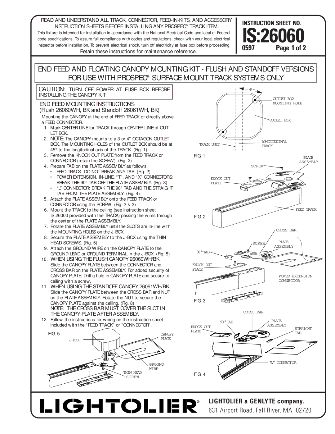 Lightolier IS:26060 instruction sheet IS26060, Let Box 