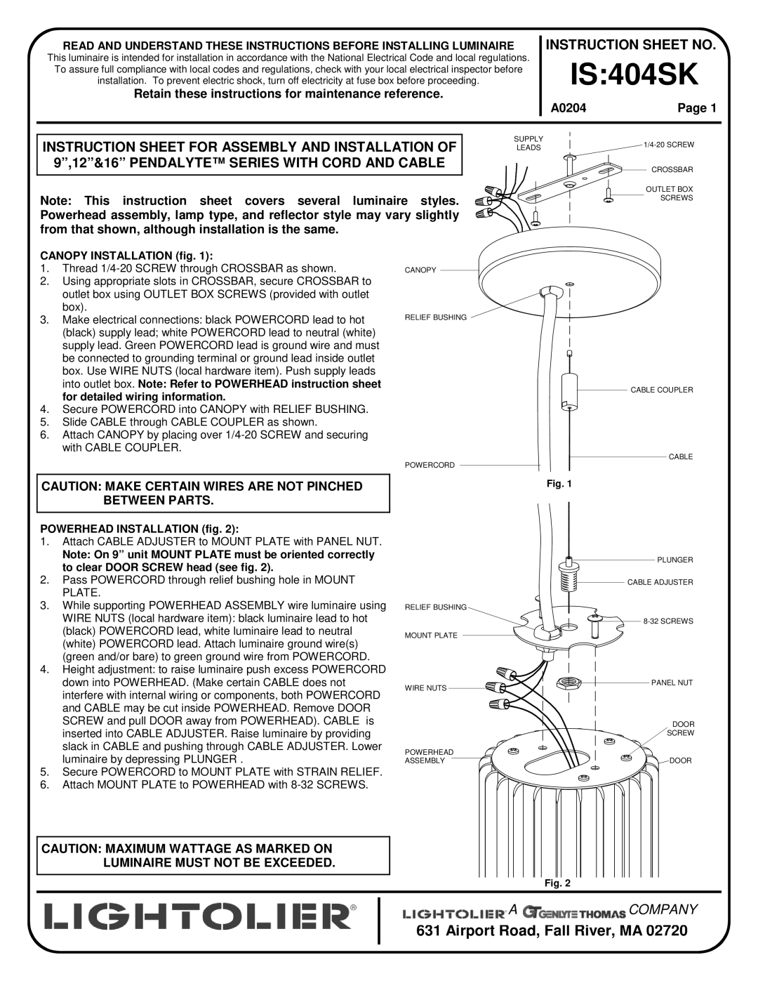 Lightolier IS:404SK instruction sheet Door 