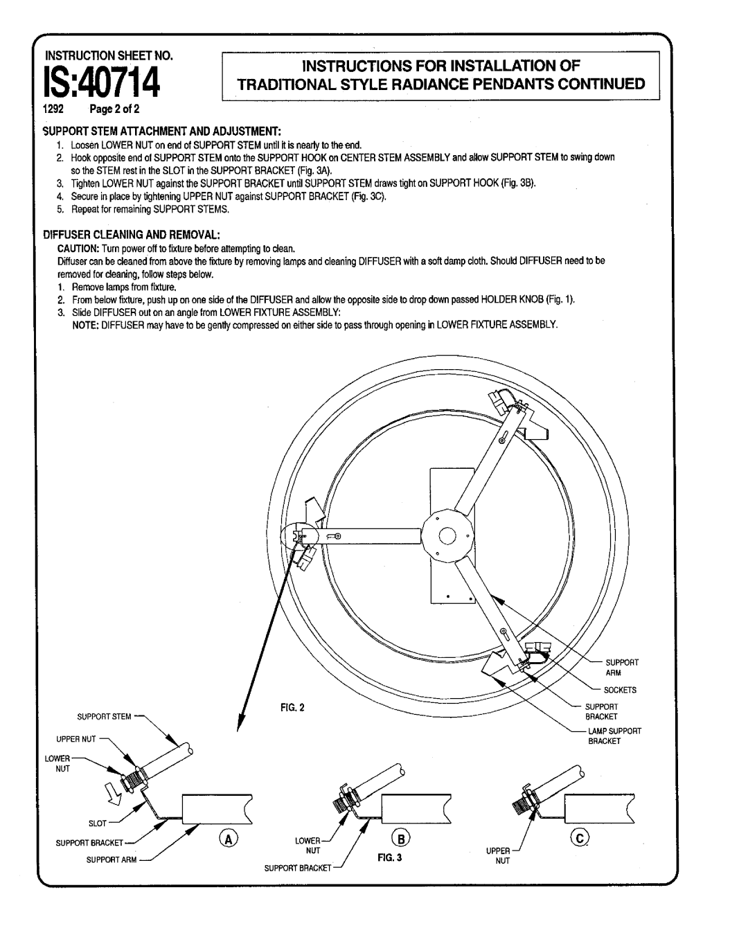 Lightolier IS:40714 instruction sheet I “Jk, Instructions For Installation Of 