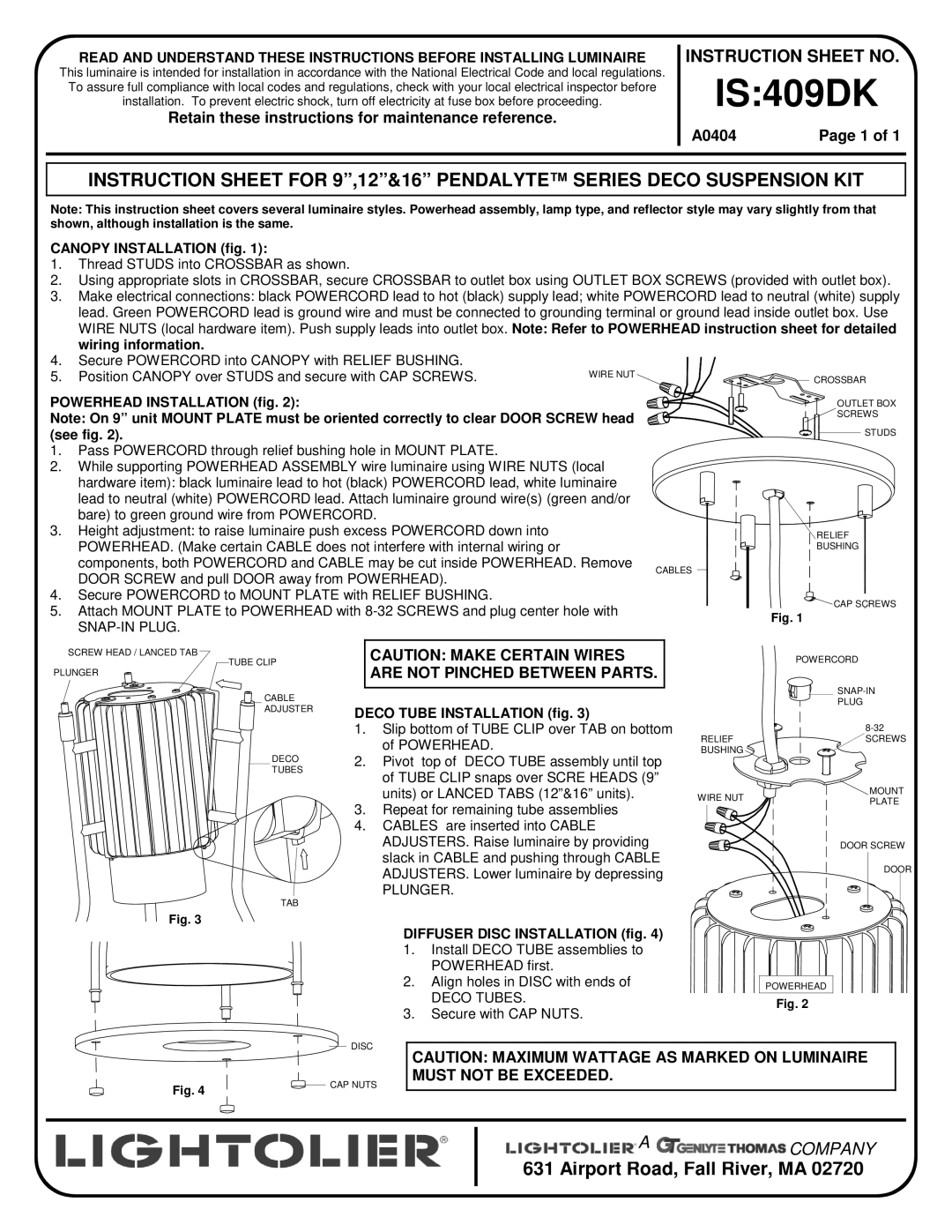 Lightolier IS:409DK instruction sheet 