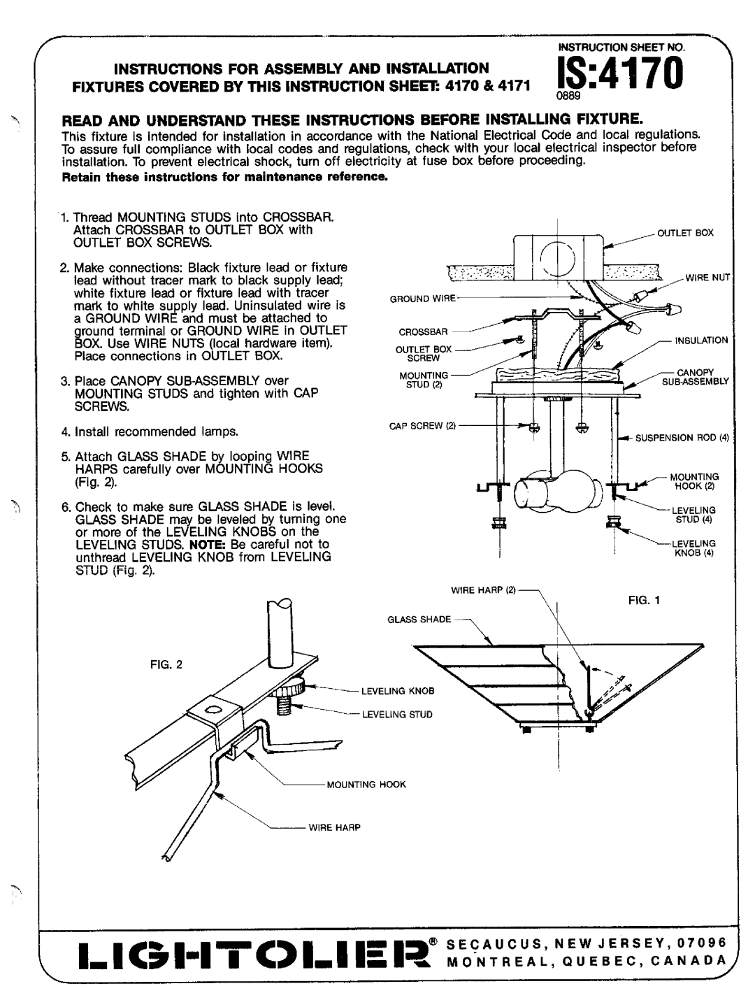 Lightolier IS:4170 instruction sheet IS4170, +rn~’’m’x, Osa9, Retain these instructions for maintenance reference 