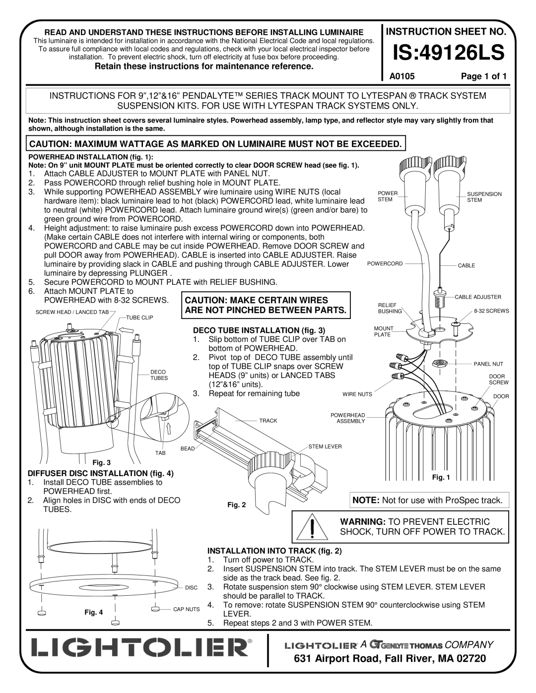 Lightolier IS:49126LS instruction sheet Are not Pinched Between Parts, Deco Tube Installation fig 