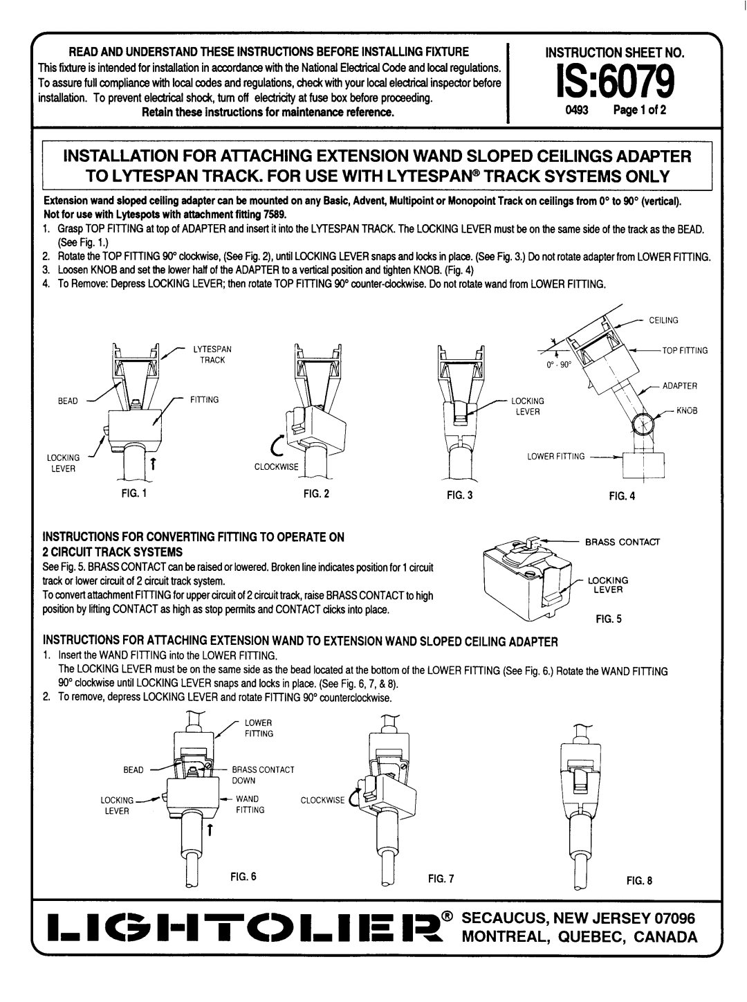 Lightolier IS:6079 instruction sheet La OWN, IS6079, ‘Werf’’N I I 