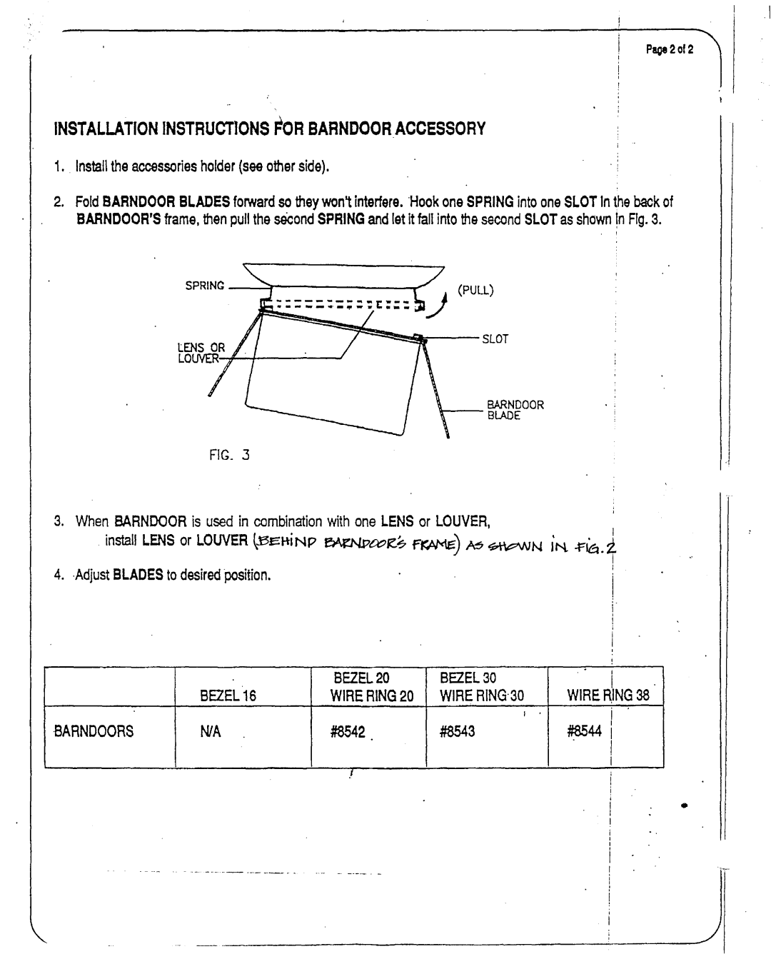 Lightolier IS:8591 Installation INSTRUCX1ONS 2R Barndoor Accessory, Install the accessories holder see other side, @544 