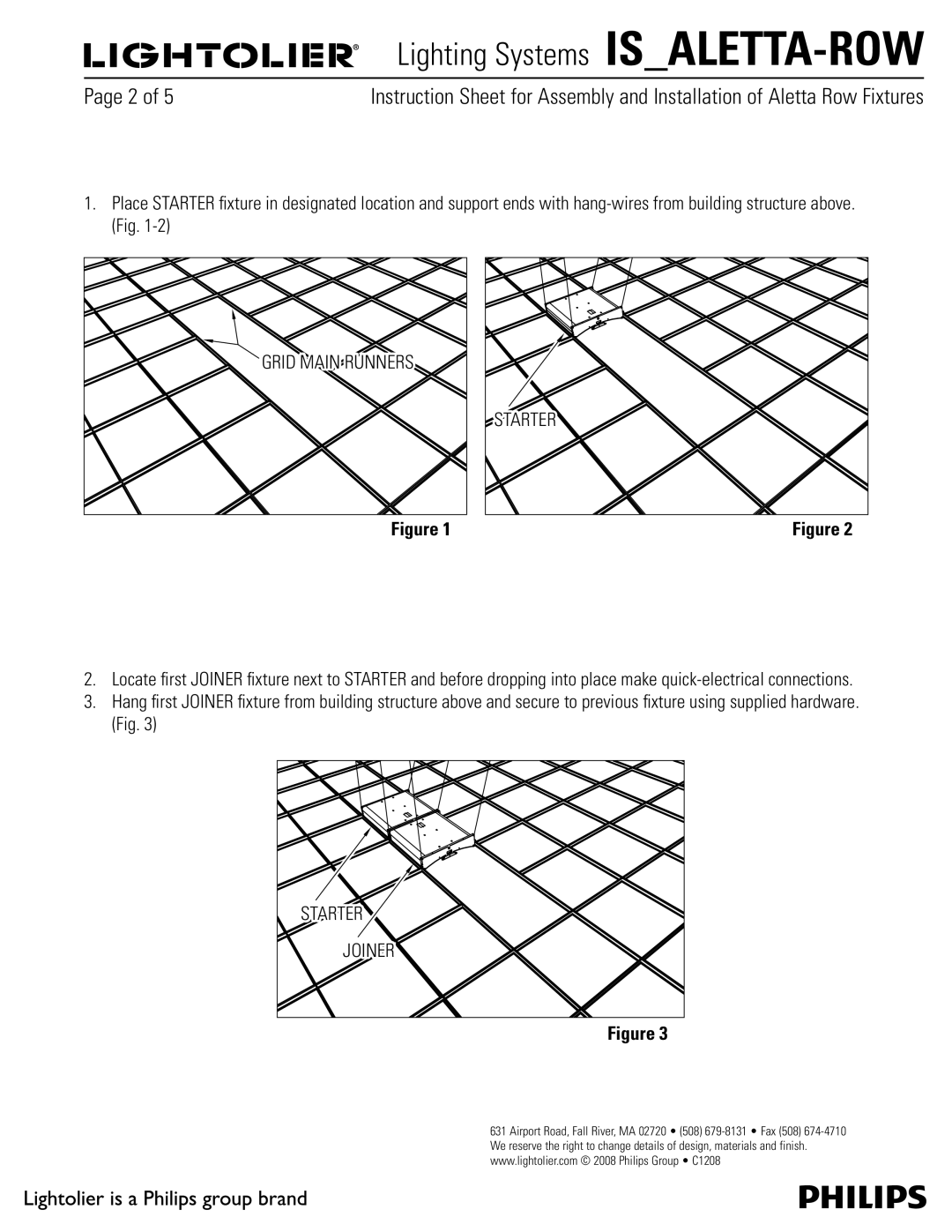 Lightolier IS_ALETTA-ROW manual Grid MAI N Runners, Starter 