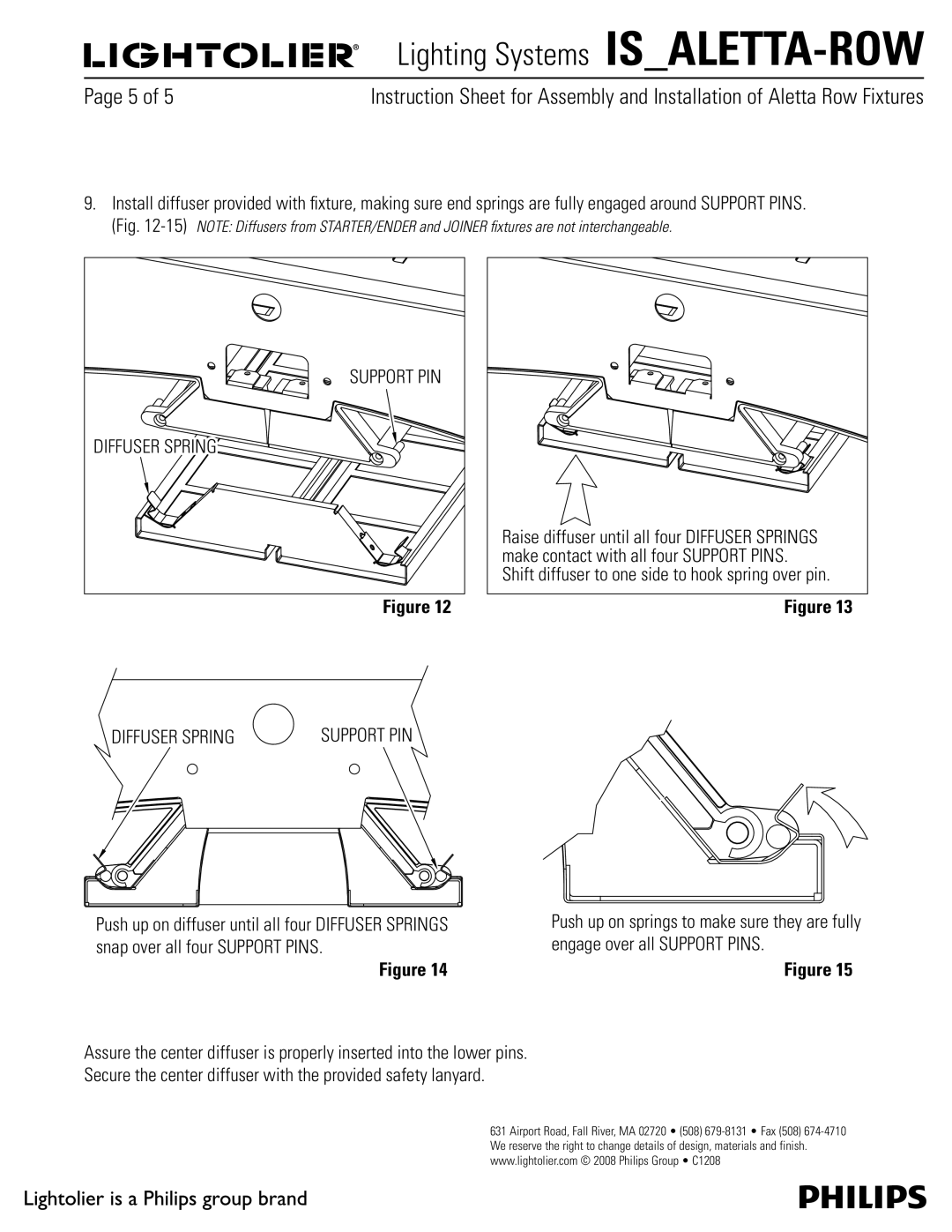 Lightolier IS_ALETTA-ROW manual Diffuser Spring Support PIN 