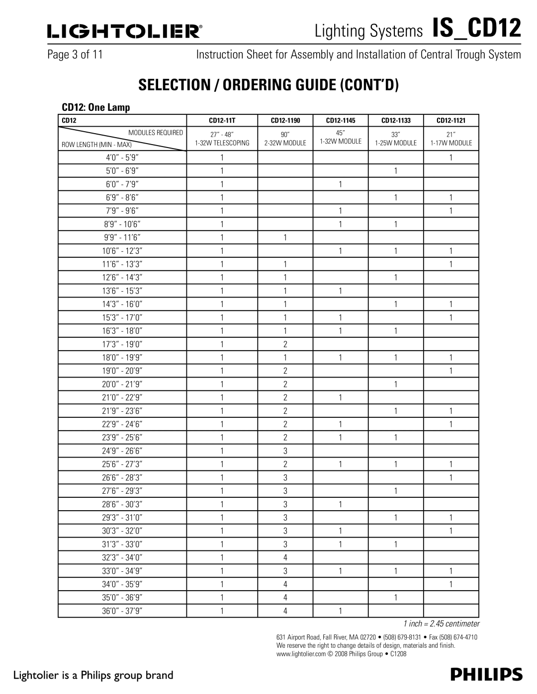 Lightolier IS_CD12 manual Selection / Ordering Guide CONT’D, CD12 One Lamp 