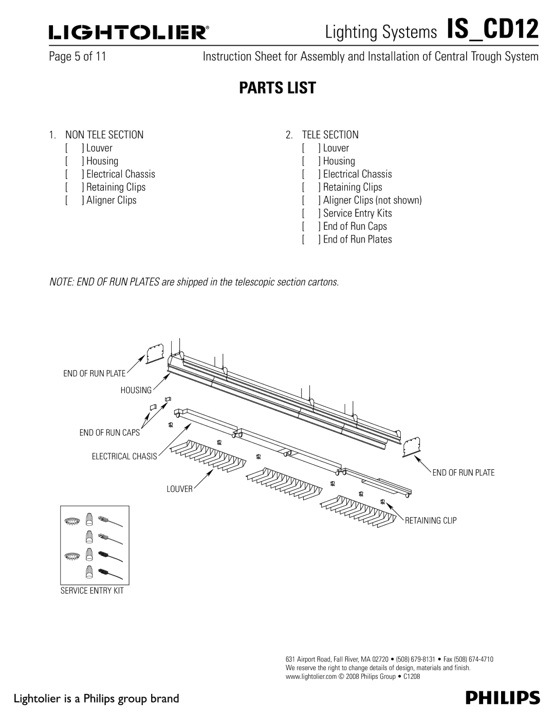 Lightolier IS_CD12 manual Parts List, -Pvwfs Pvtjoh &Mfdusjdbm$Ibttjt, 3FUBJOJOH$MJQT, Mjhofs$Mjqt 