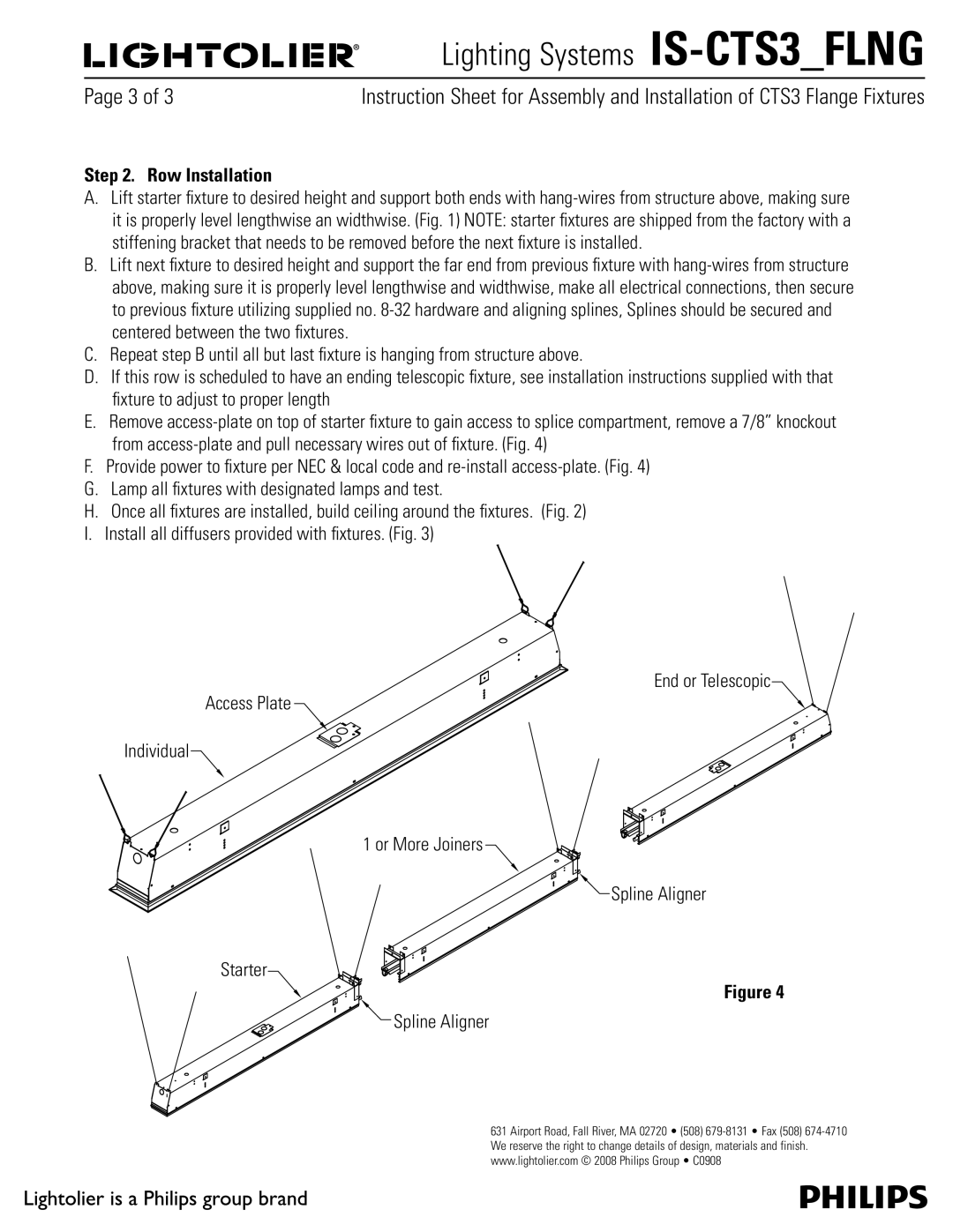 Lightolier IS_CTS3_FLNG manual Row Installation, -BNQBMMmYUVSFTXJUIEFTJHOBUFEMBNQTBOEUFTU 