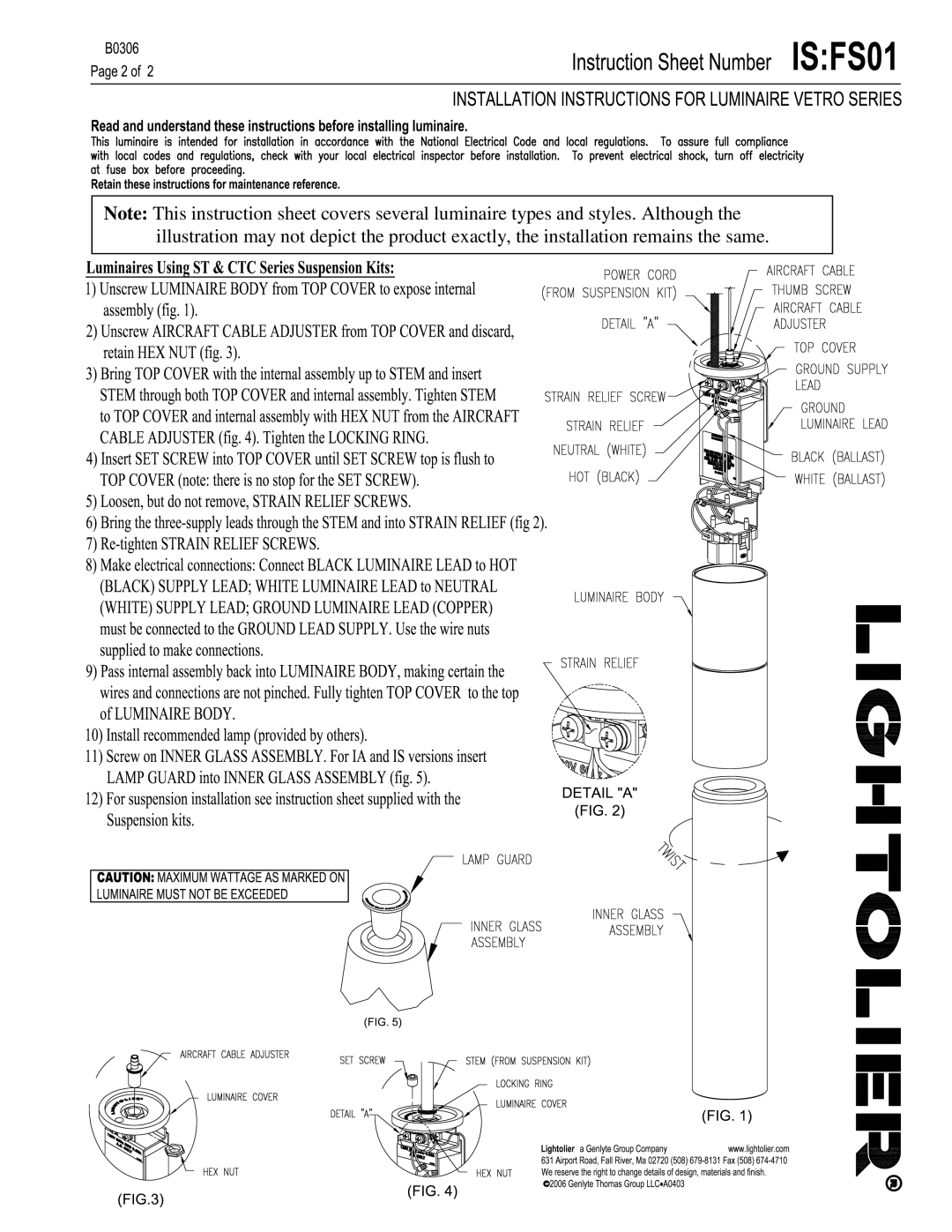 Lightolier IS:FS01 instruction sheet 