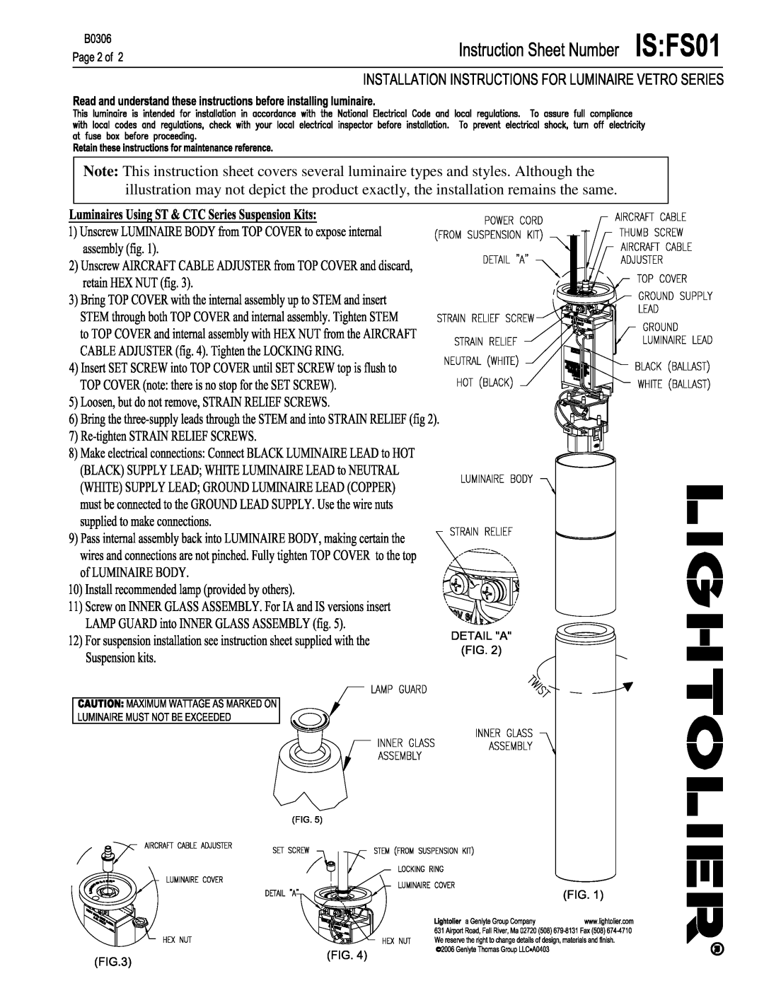 Lightolier IS:FS01 instruction sheet 