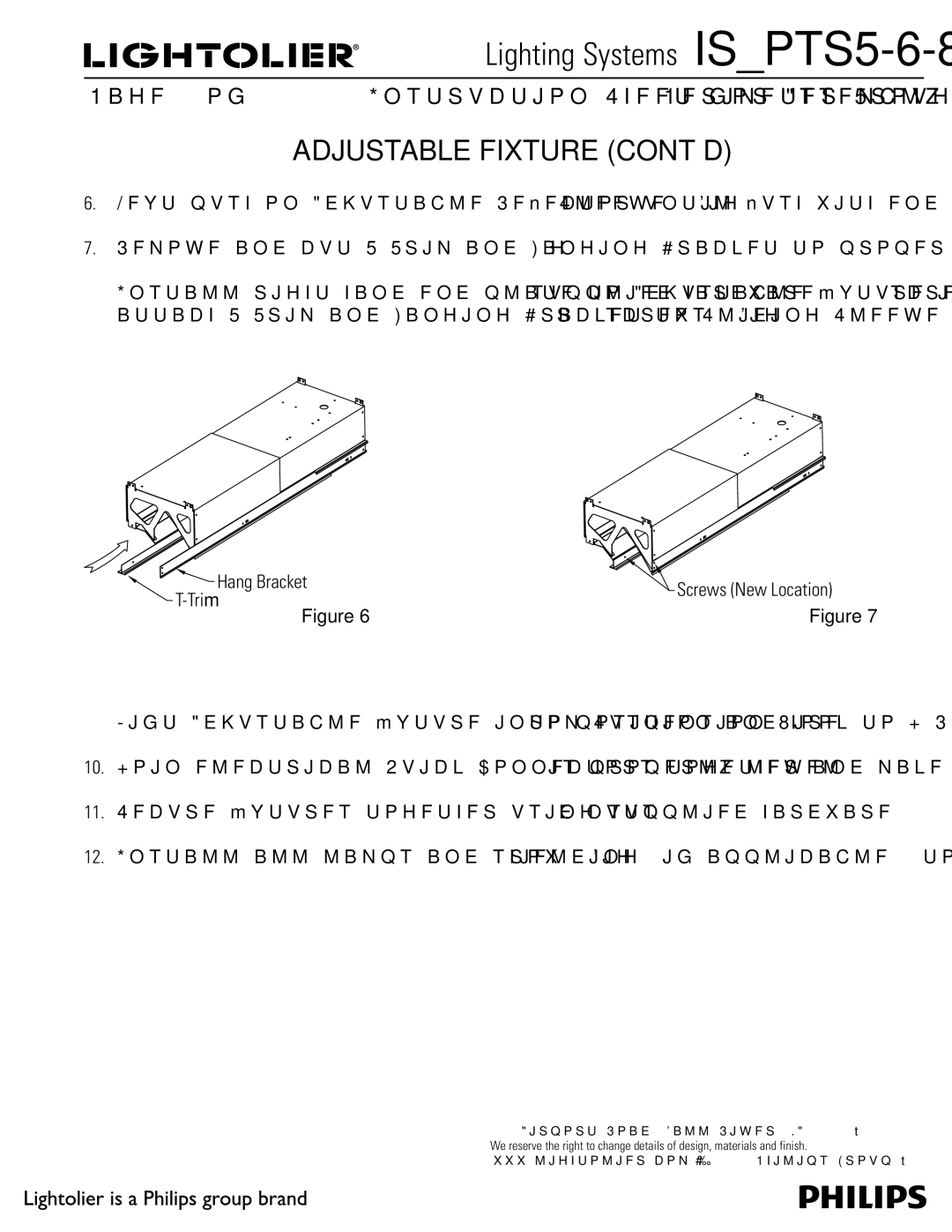 Lightolier IS_PTS5-6-8 manual Adjustable Fixture CONT’D, Hang Bracket, Trim 