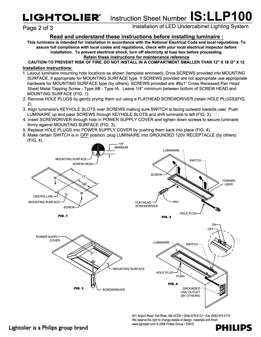 Lightolier LLP100 manual 