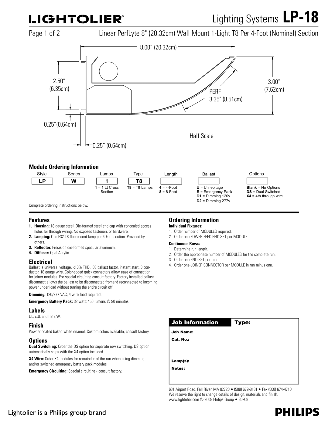 Lightolier LP-18 manual 1BHFPG 