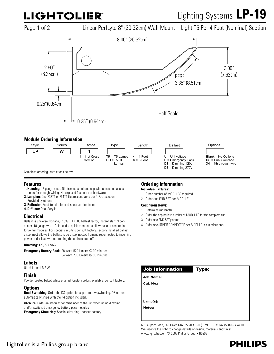 Lightolier LP-19 manual 1BHFPG 