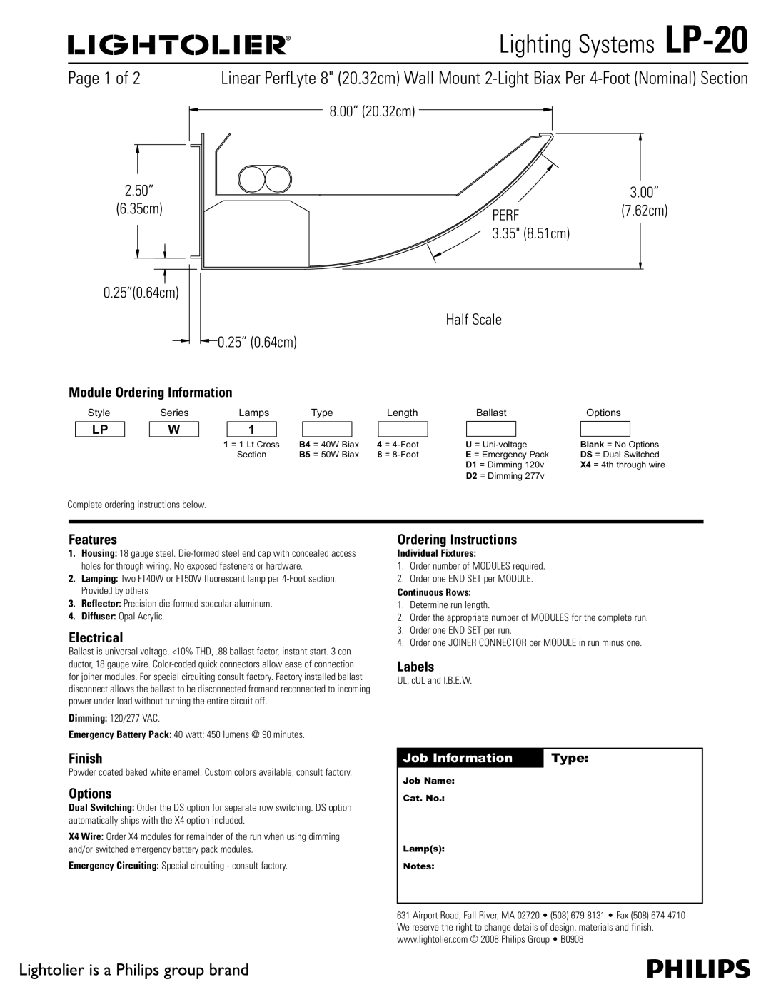 Lightolier LP-20 manual 1BHFPG 