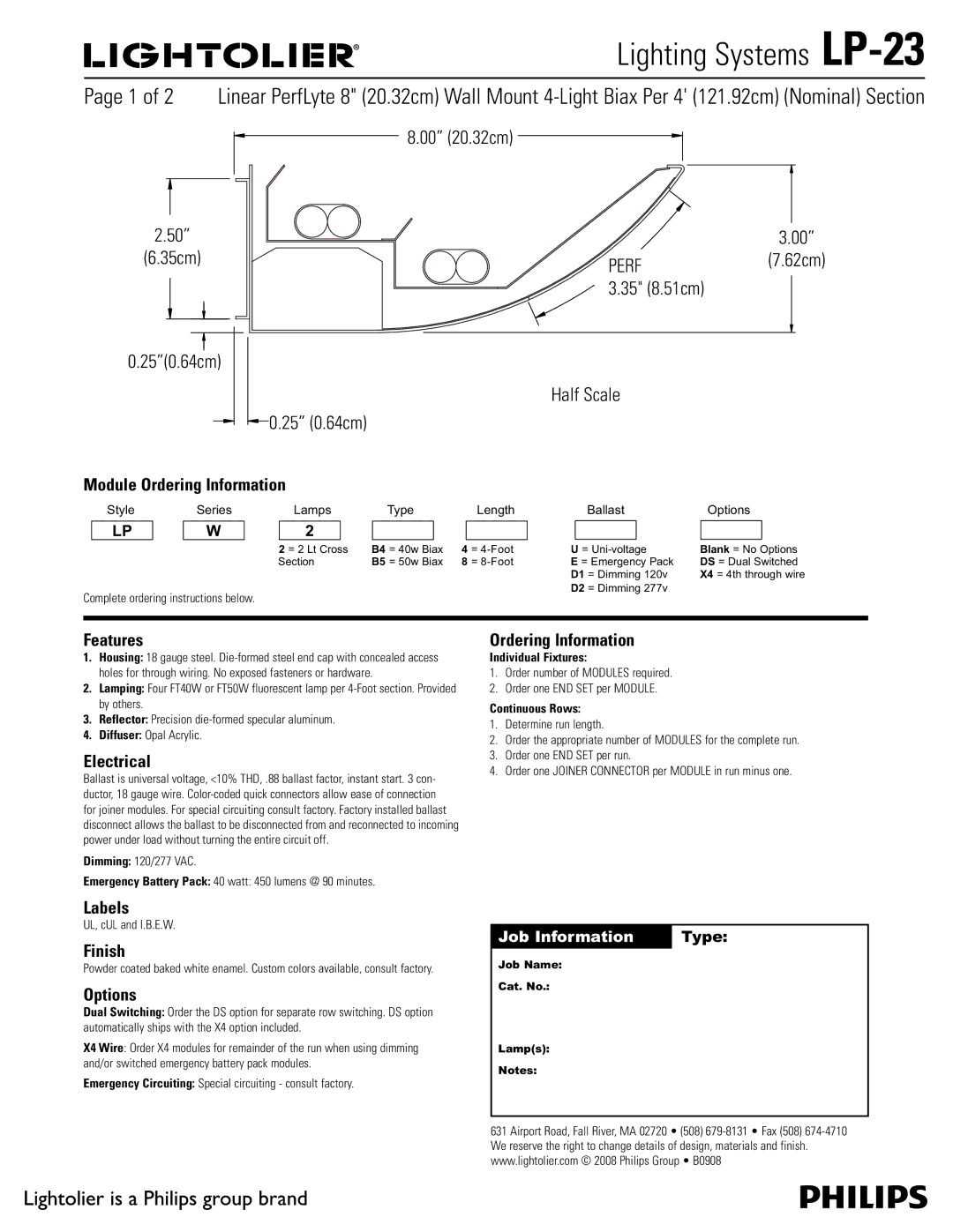 Lightolier LP-23 manual Module Ordering Information, Features, Electrical, Labels, Finish, Options 