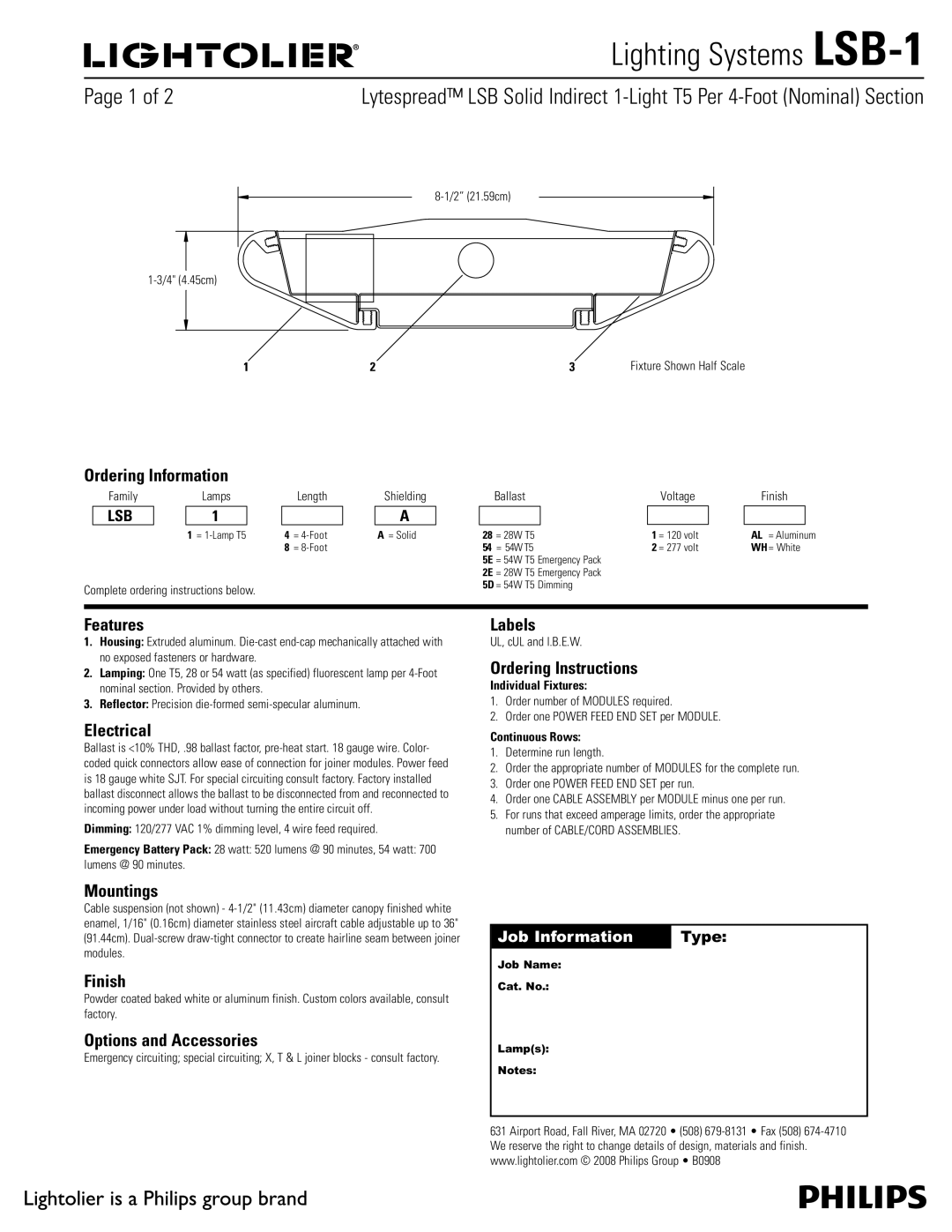 Lightolier LSB-1 manual 1BHF PG  