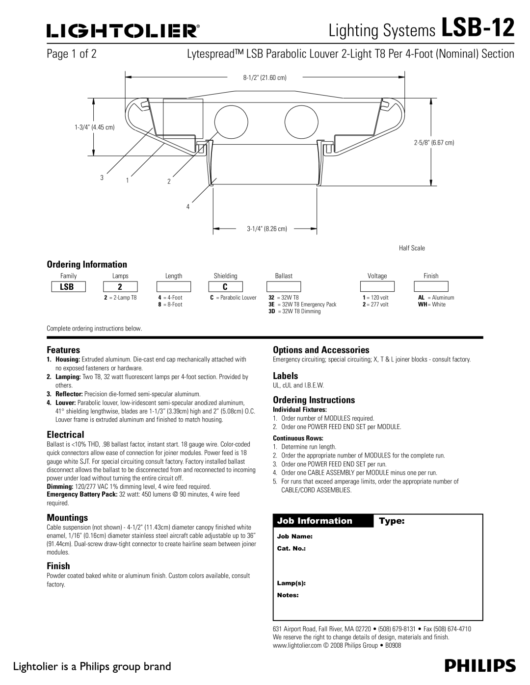 Lightolier LSB-12 manual 1BHF PG  